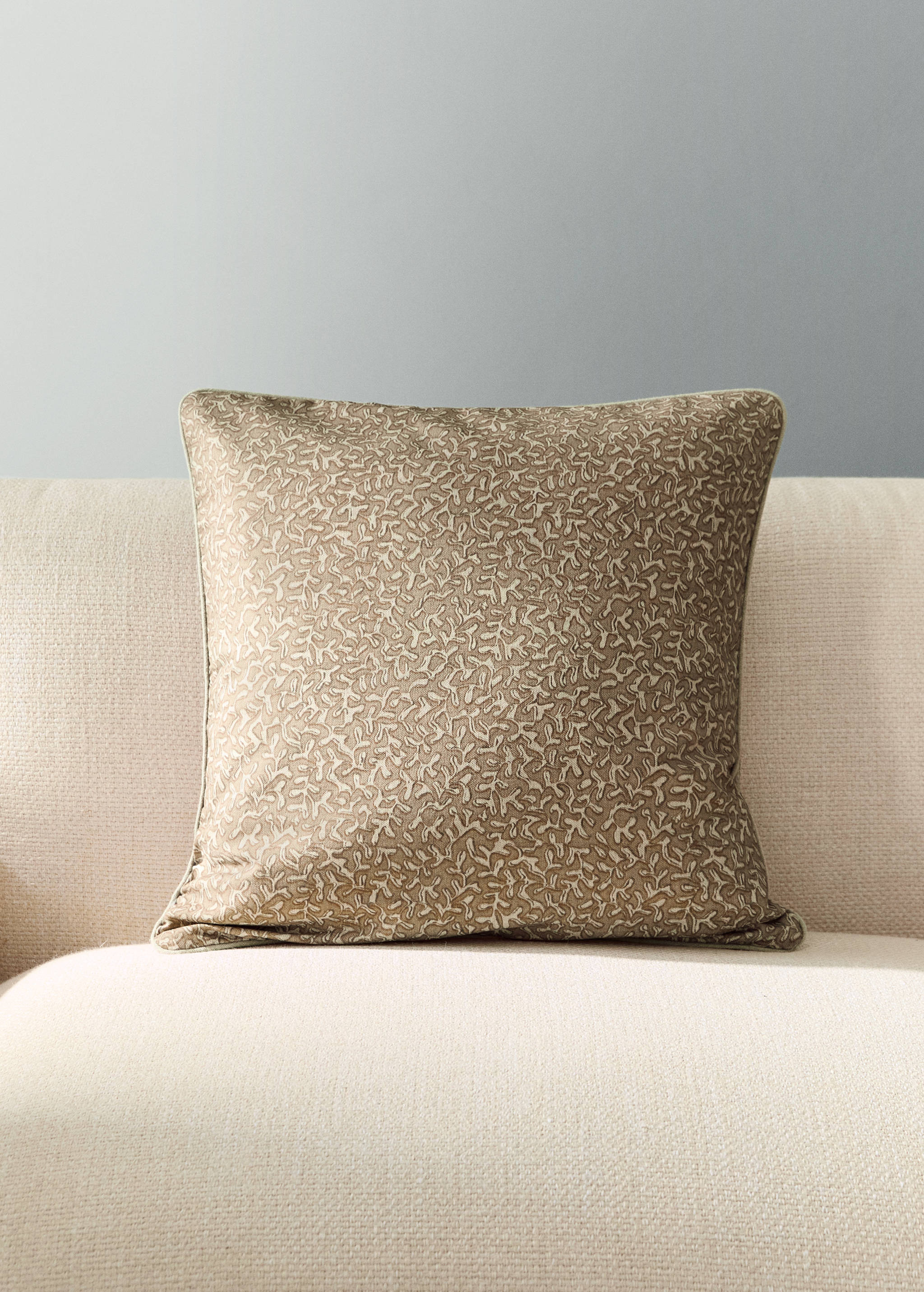 Natural printed cotton cushion cover 50x50 cm - General plane