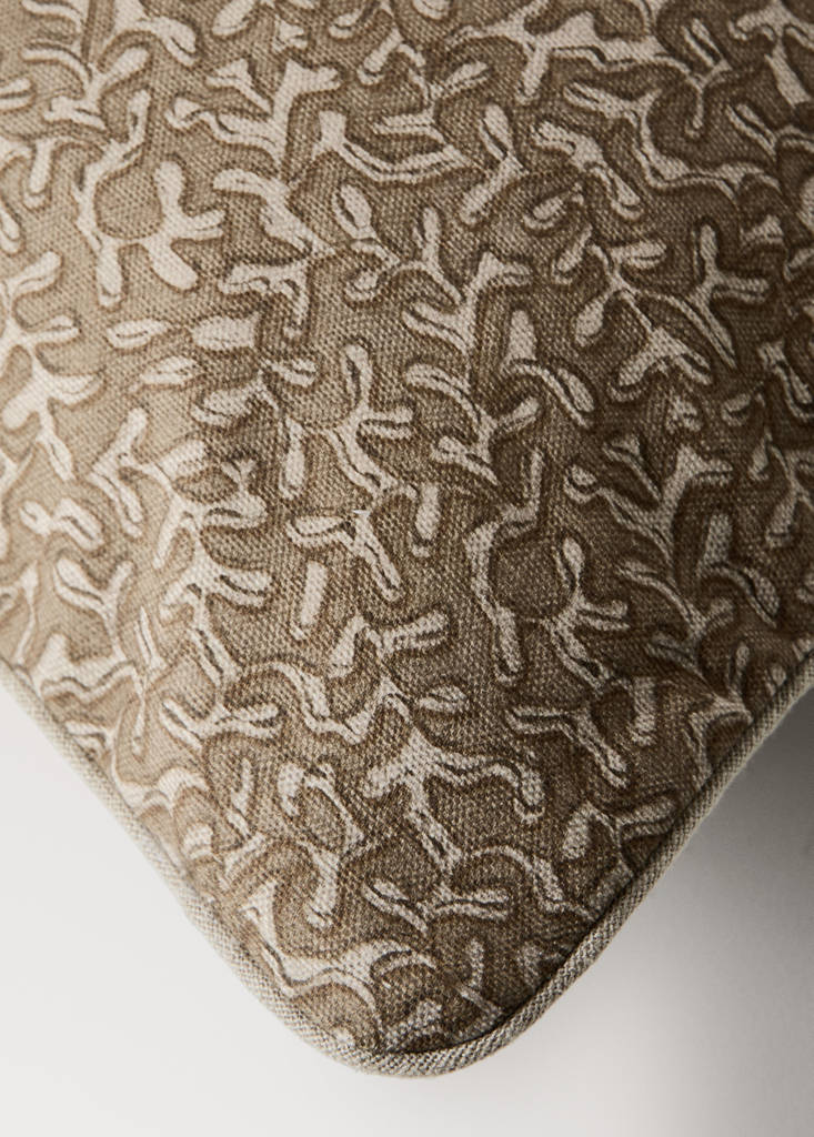 Natural printed cotton cushion cover 30x50 cm — Burnt Orange