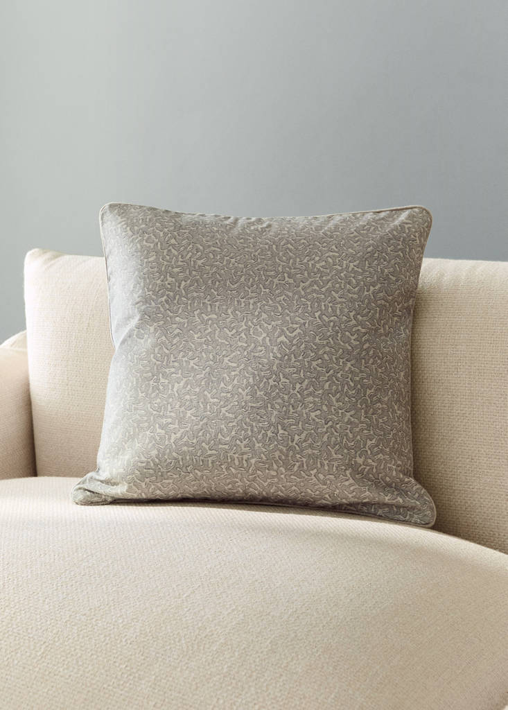 Natural printed cotton cushion cover 30x50 cm — Grey