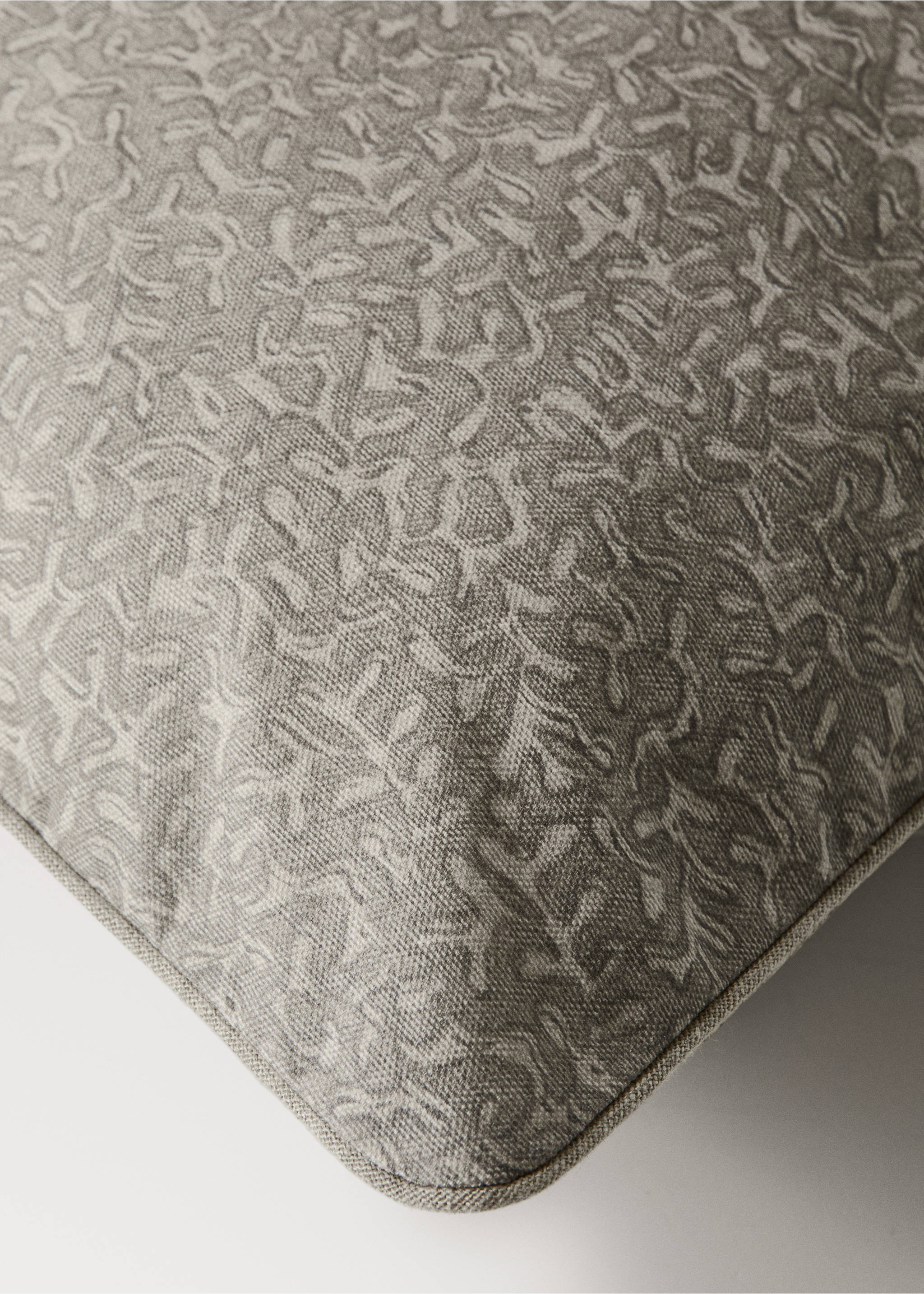 Natural printed cotton cushion cover 50x50 cm - Details of the article 1, Grey. Ref: 27003369-00.