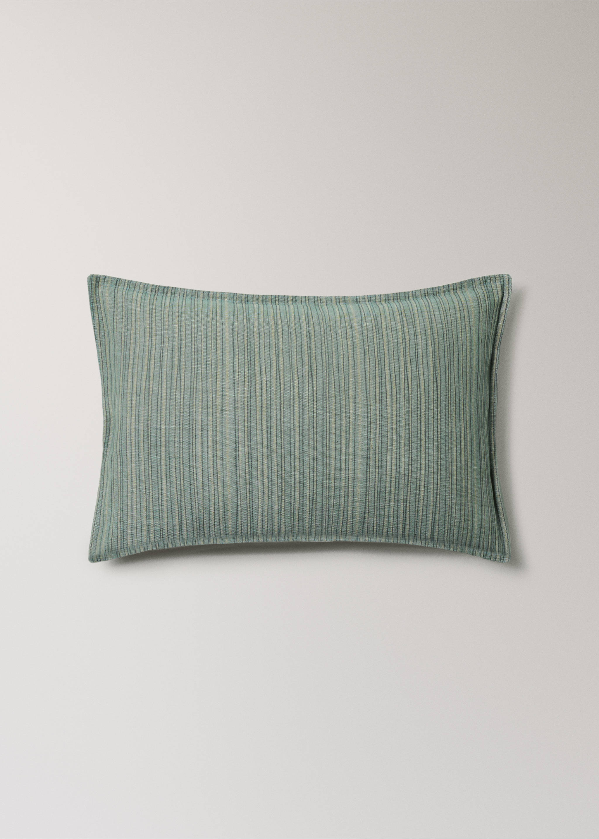 Linen cotton cushion cover with fine stripe 40x60cm - Article without model, Aqua Green. Ref: 27003370-00.