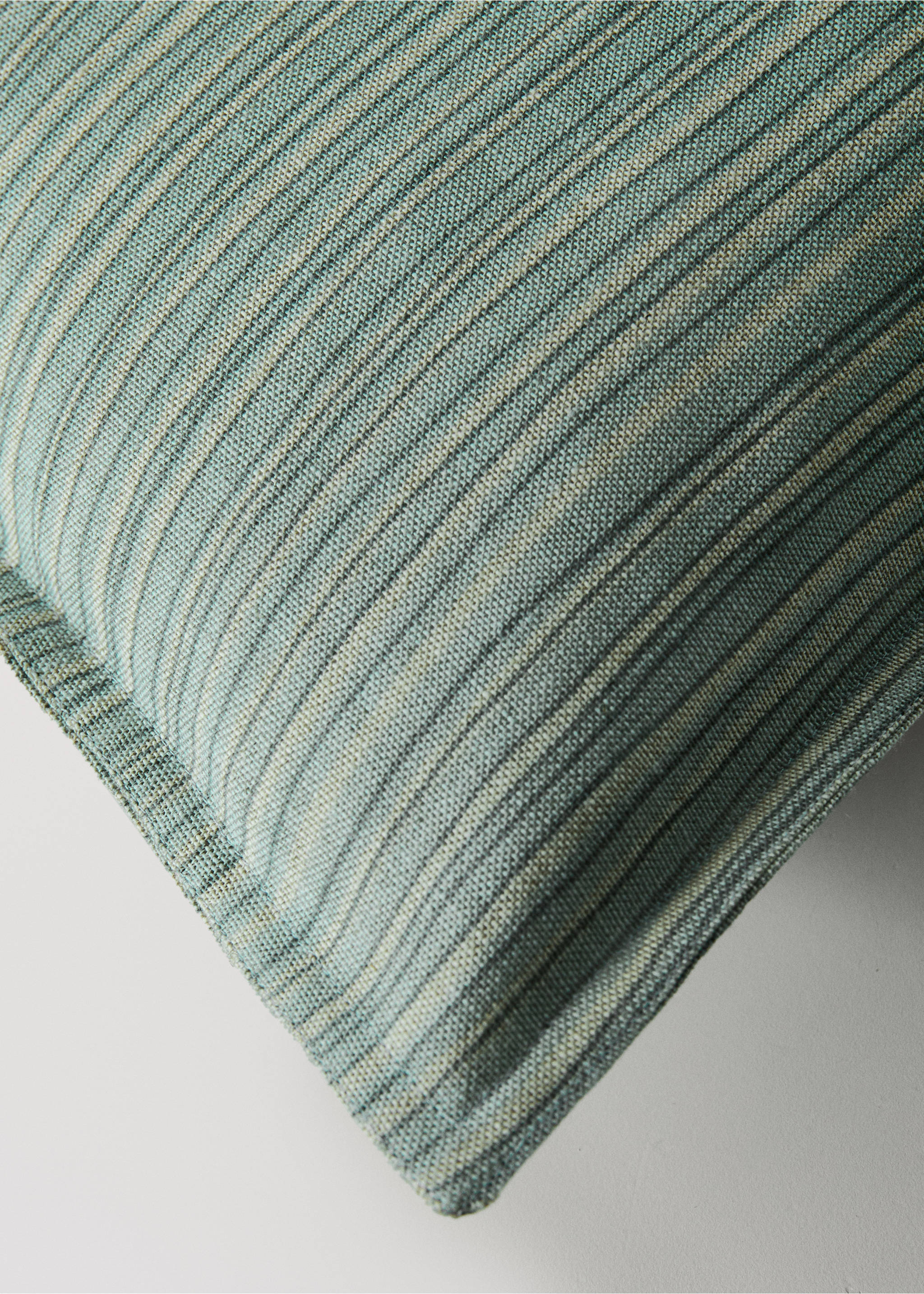 Linen cotton cushion cover with fine stripe 40x60cm - Details of the article 1, Aqua Green. Ref: 27003370-00.