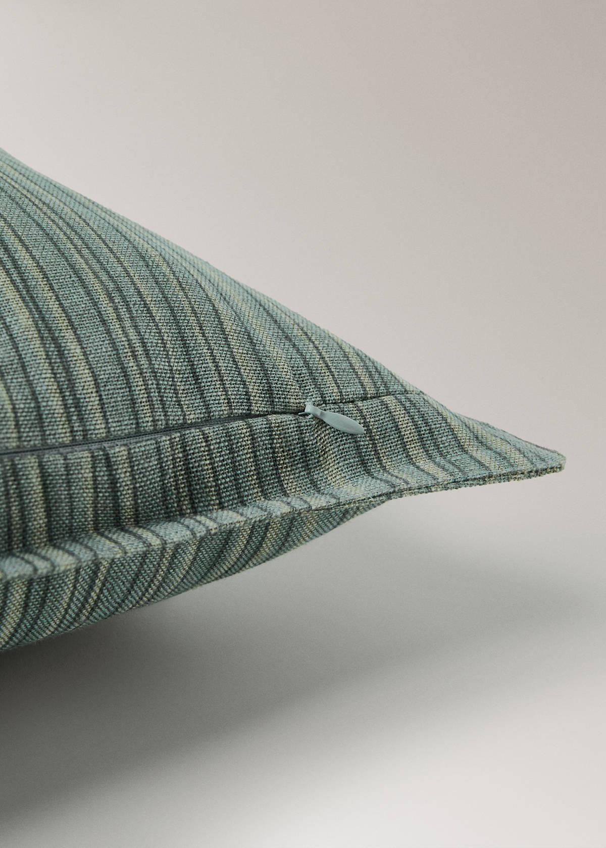 Linen and cotton cushion cover, thin stripe, 40x60 cm — Aqua Green