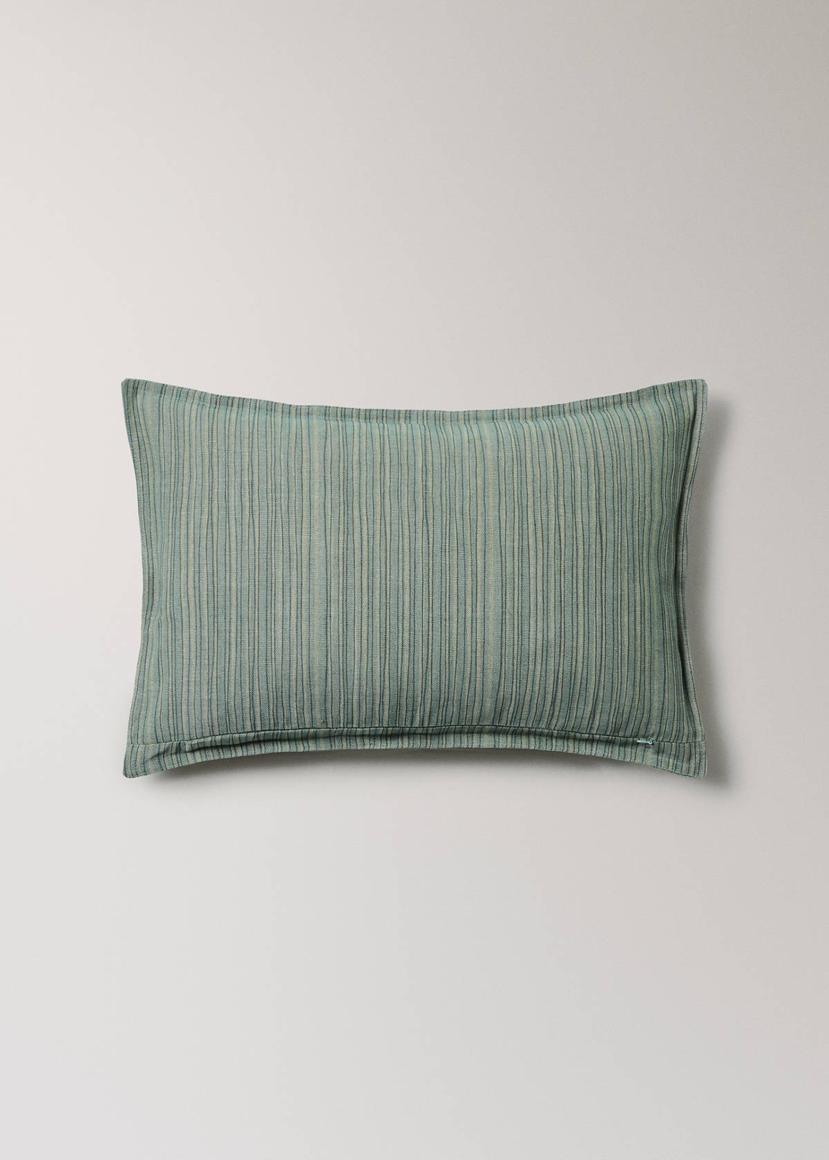 Linen and cotton cushion cover, thin stripe, 40x60 cm — Aqua Green