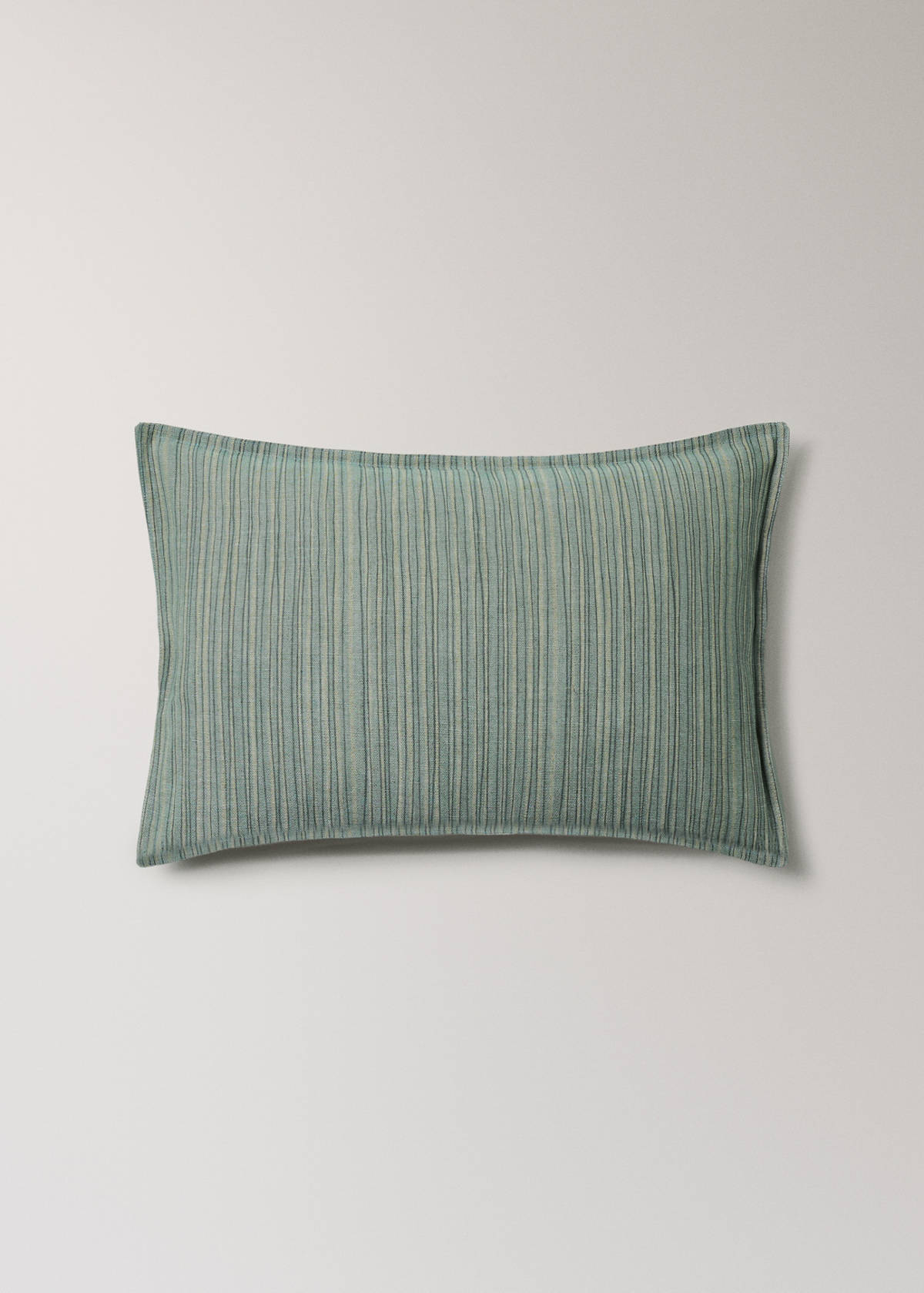 Linen and cotton cushion cover, thin stripe, 40x60 cm — Aqua Green