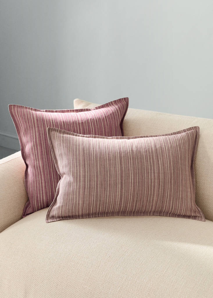 Fine striped cotton linen cushion cover 40x60 cm — Pink