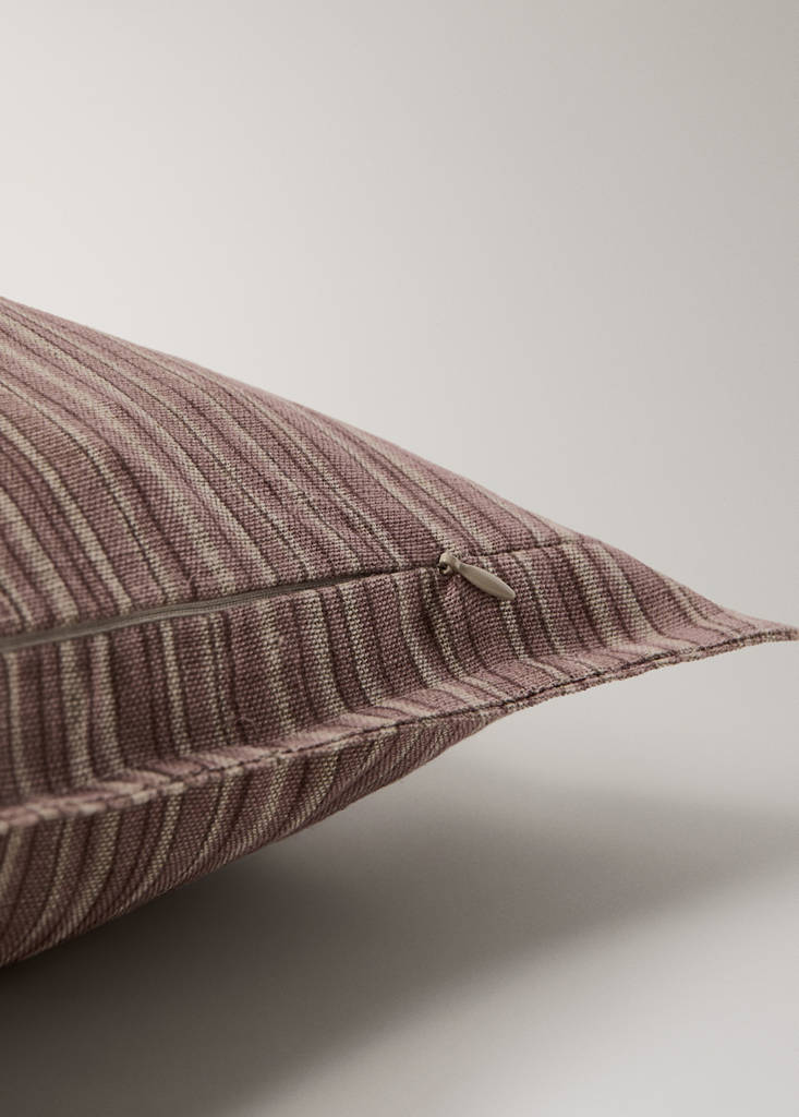 Fine striped cotton linen cushion cover 40x60 cm — Pink