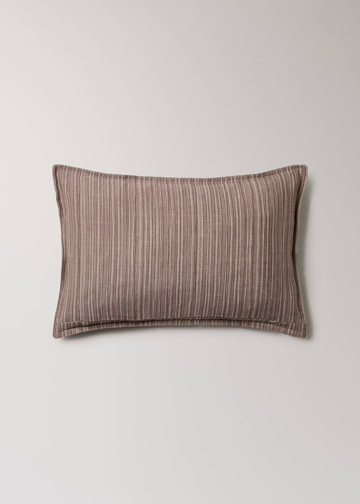 Fine striped cotton linen cushion cover 40x60 cm — Pink