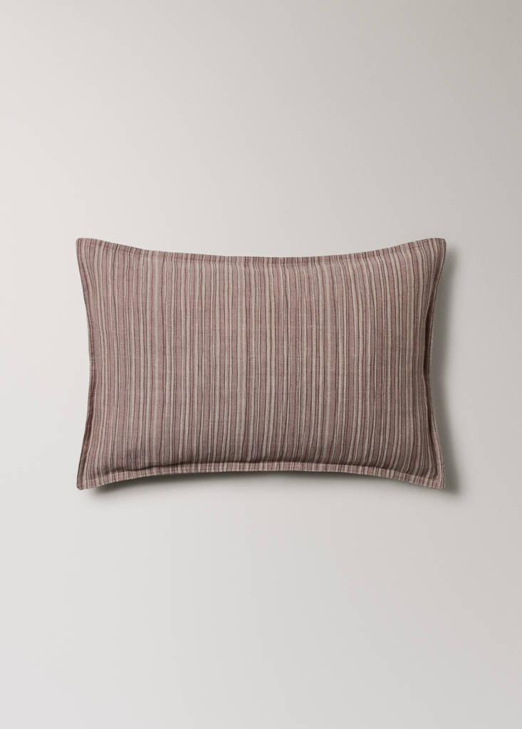 Fine striped cotton linen cushion cover 40x60 cm — Pink