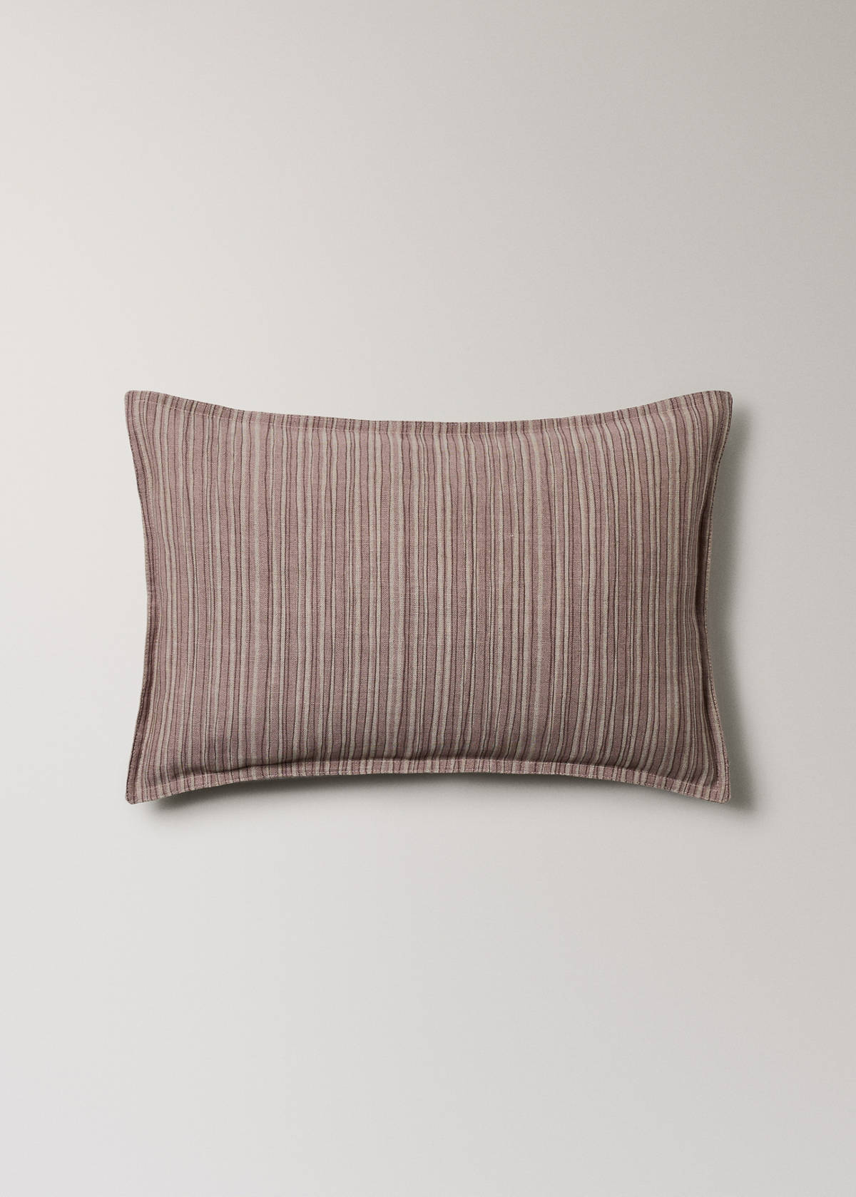 Linen and cotton cushion cover, thin stripe, 40x60 cm — Pink