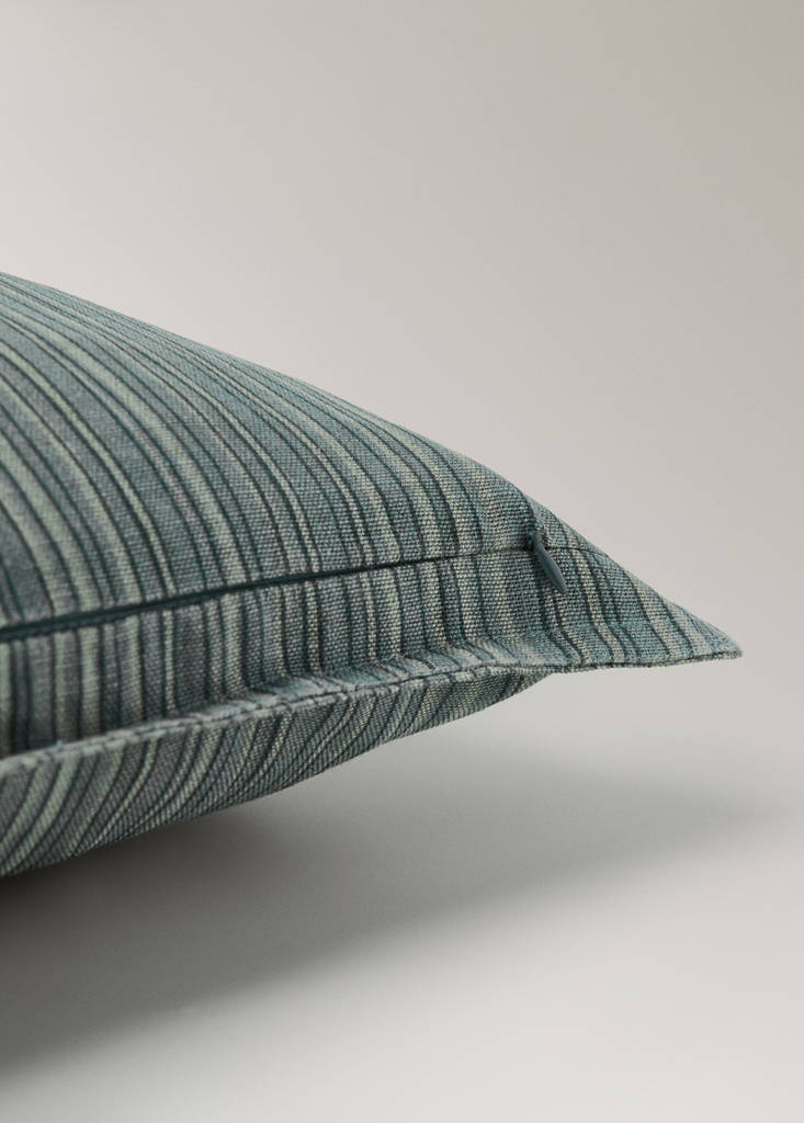 Fine striped cotton linen cushion cover 40x60 cm — Blue