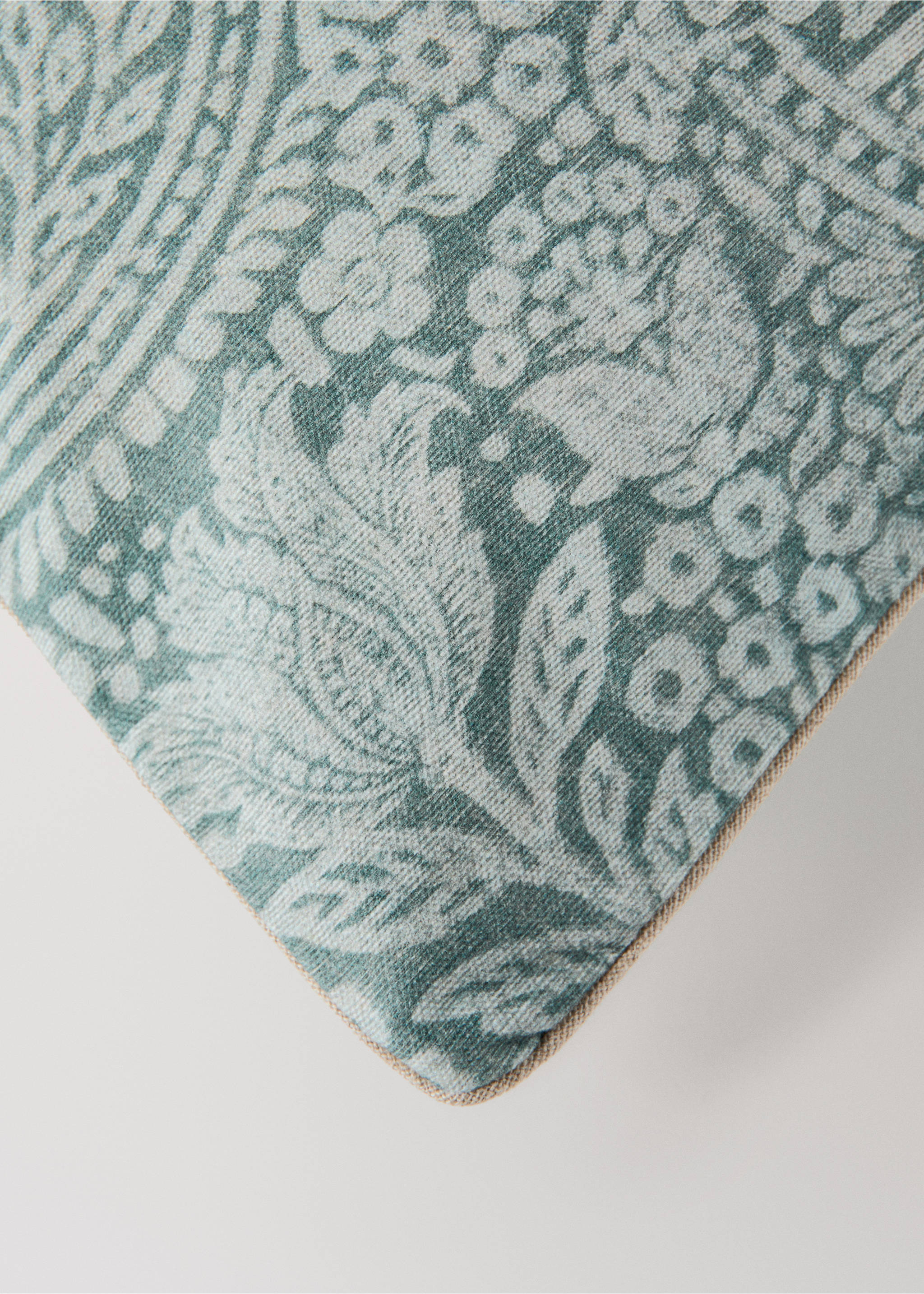 Husă de pernă din bumbac, model floral, 30x50 cm - Detaliu al articolului 1, Verde-aqua. Ref: 27003372-00.