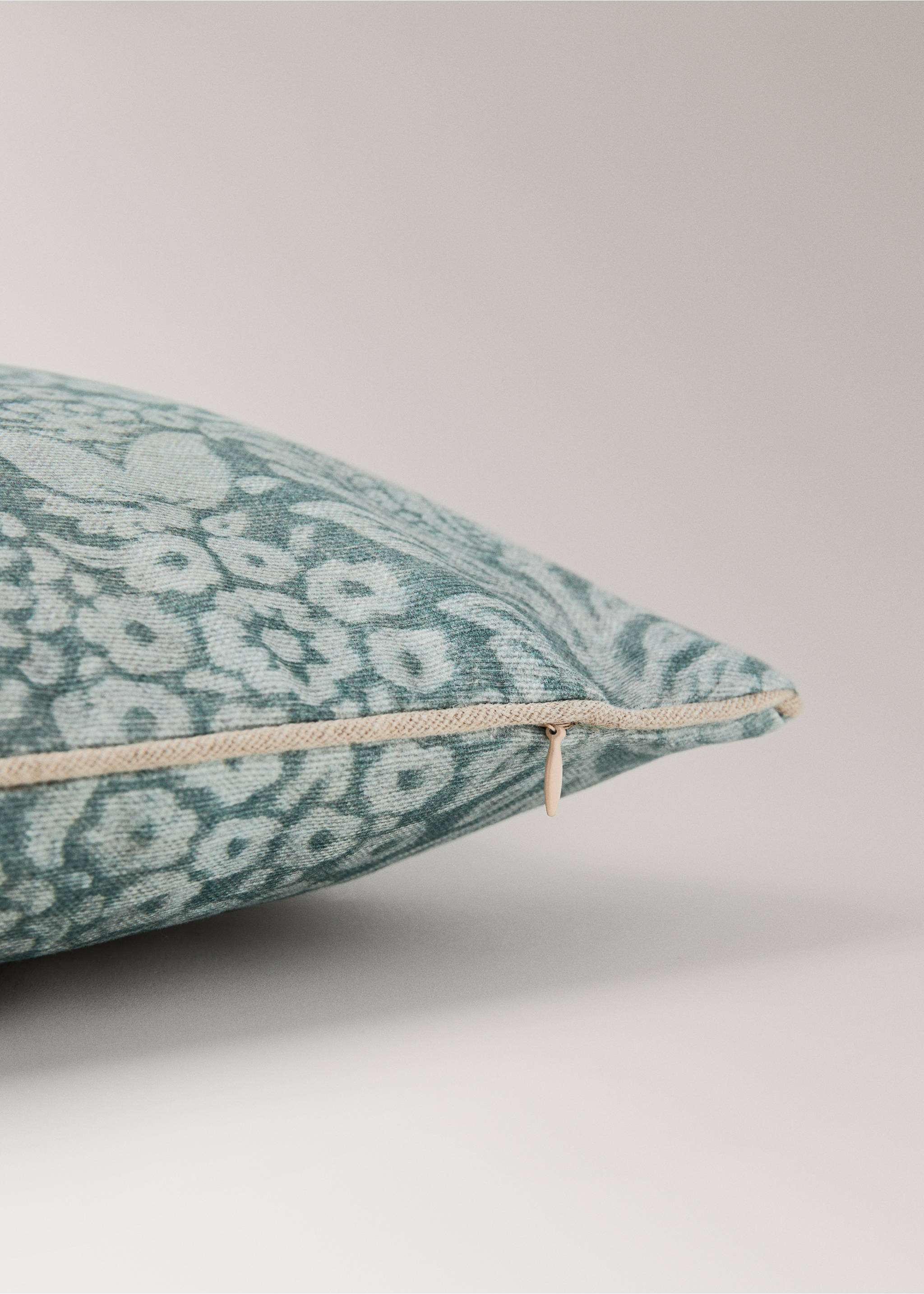 Husă de pernă din bumbac, model floral, 30x50 cm - Detaliu al articolului 2, Verde-aqua. Ref: 27003372-00.