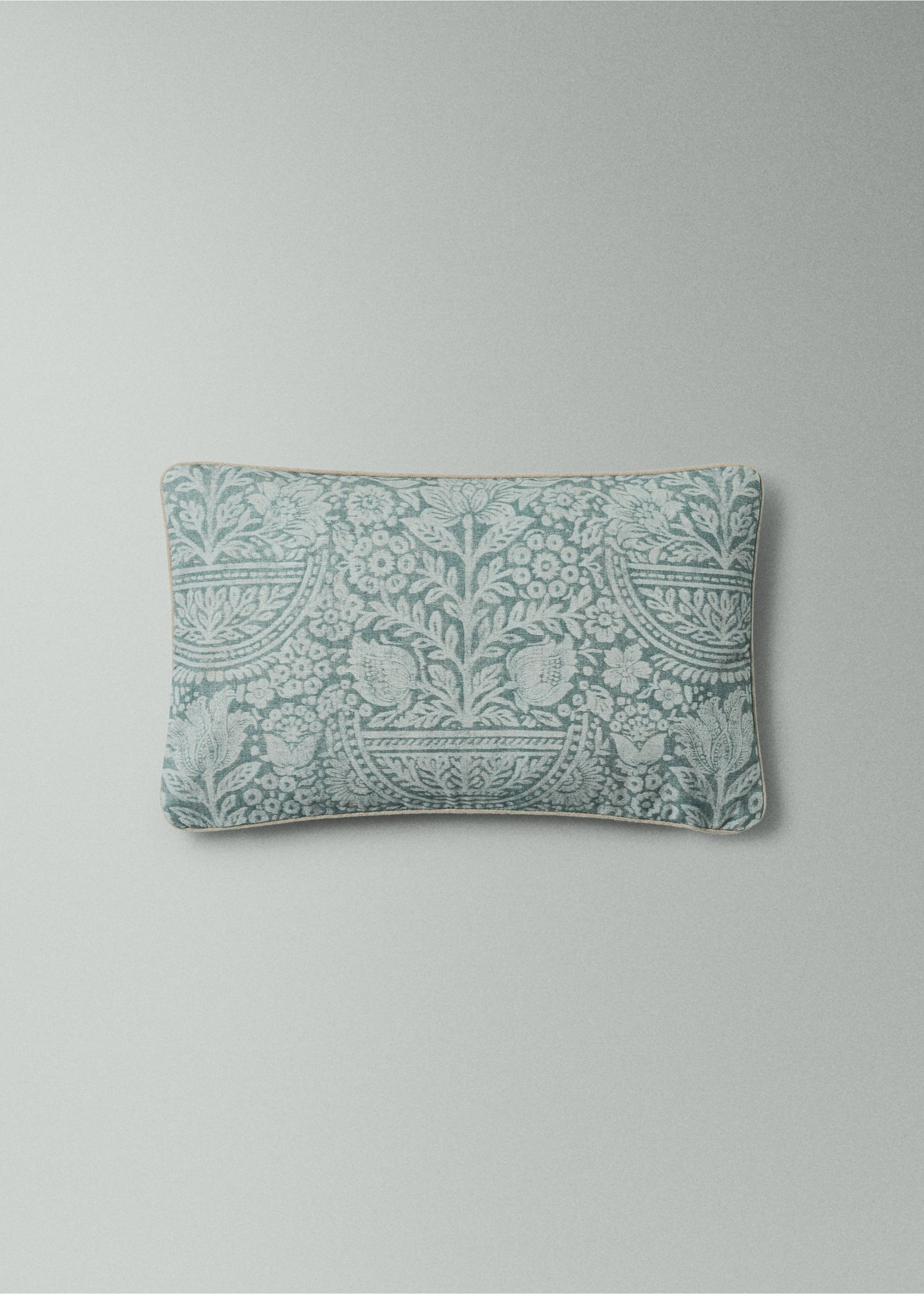 Kissenbezug aus Baumwolle mit Blumenmuster, 30 x 50 cm - Mittlere Ansicht, Wassergrün. Ref: 27003372-00.