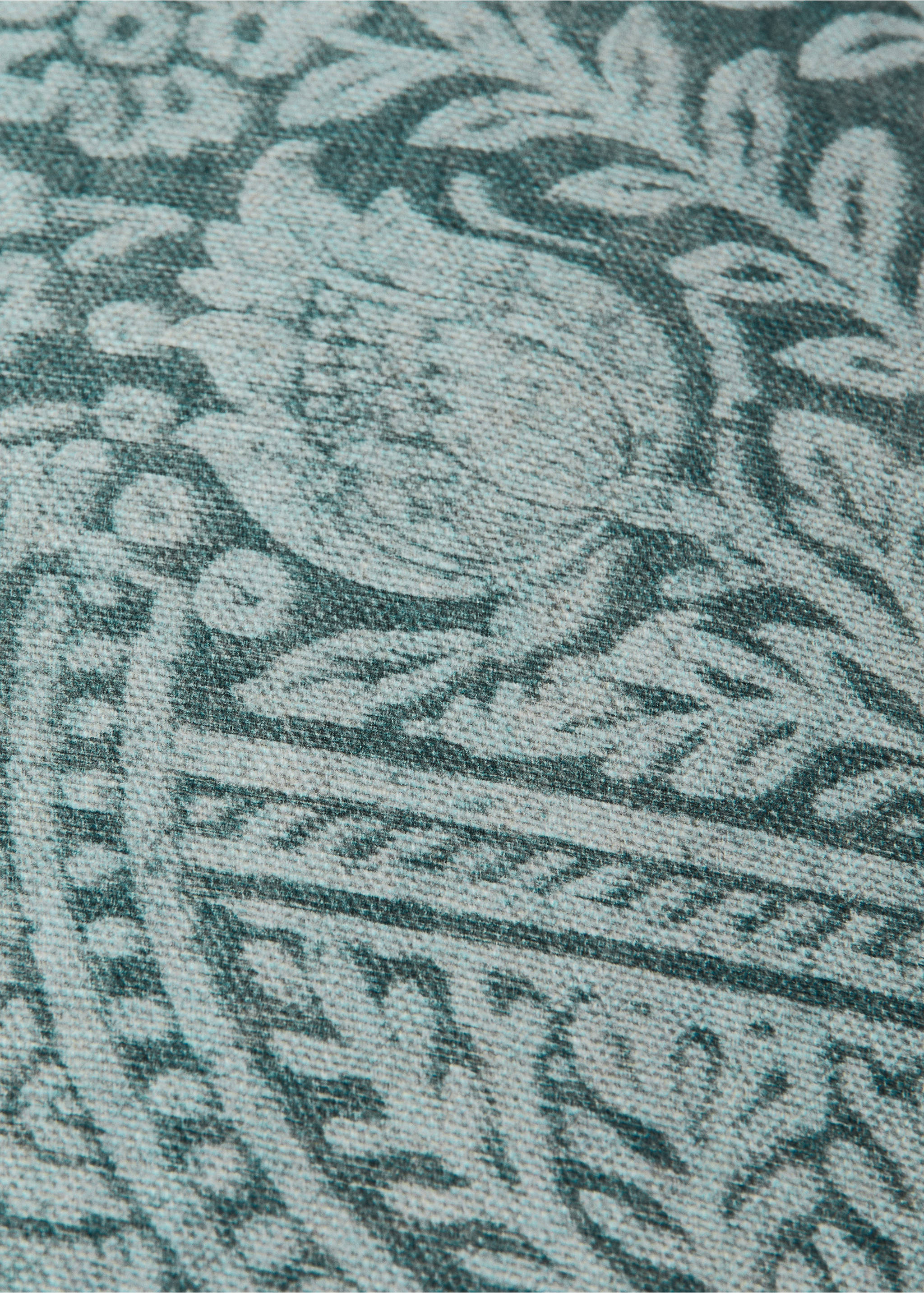 Floral cotton cushion cover 50x50 cm - Details of the article 3, Blue. Ref: 27003373-00.