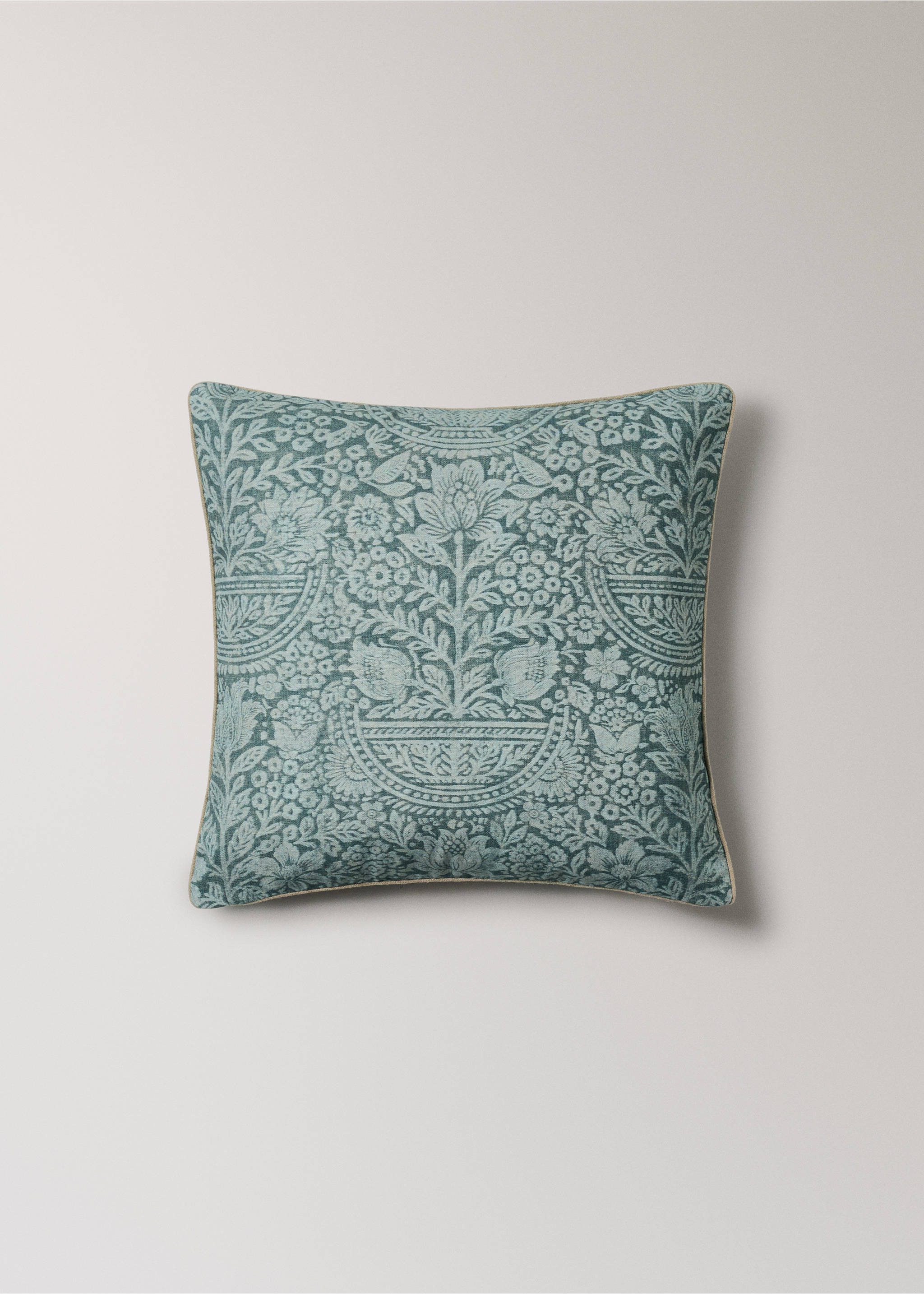 Housse de coussin coton à fleur 50x50 cm - Article sans modèle, Bleu. Ref: 27003373-00.