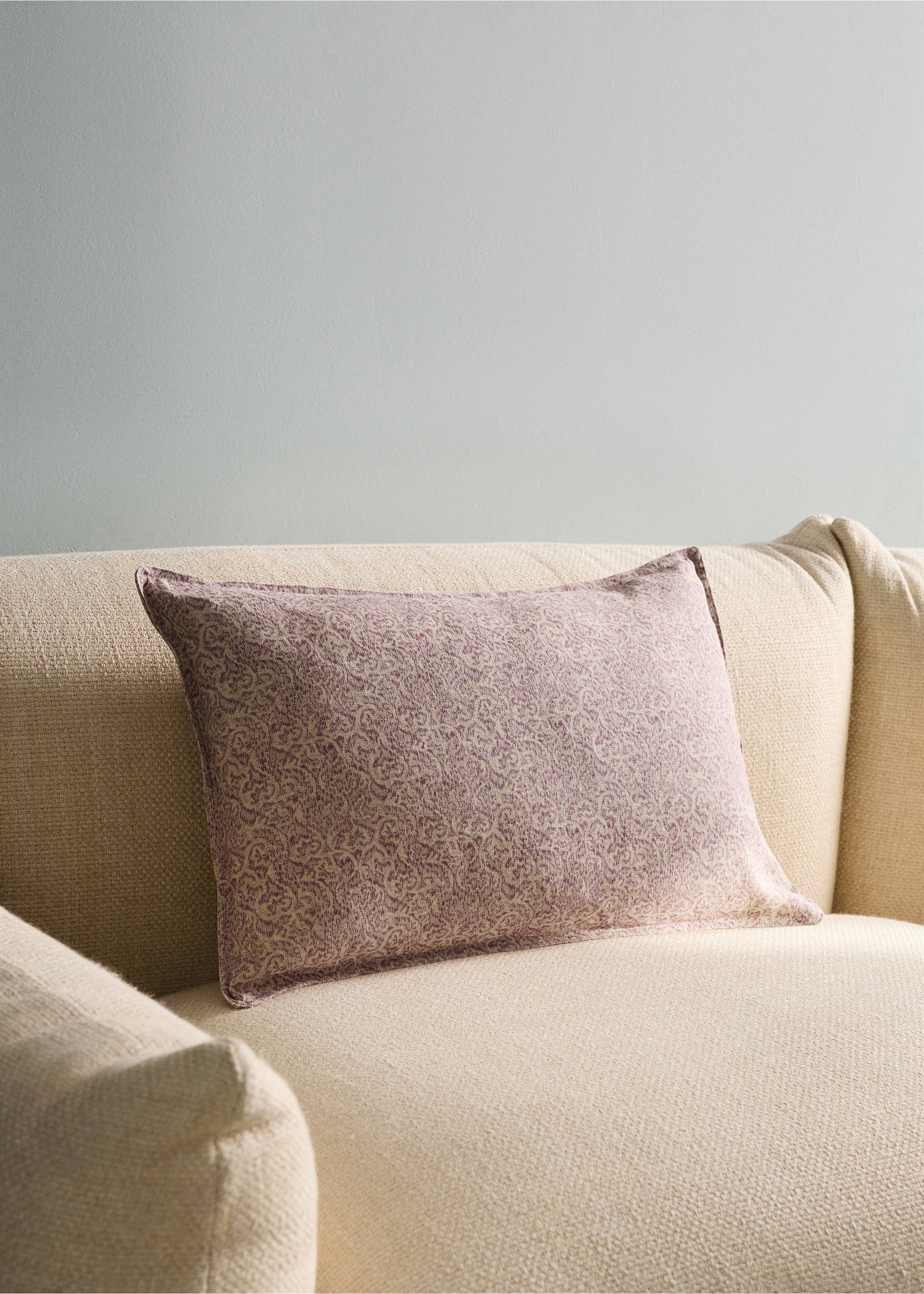 Printed cotton-linen cushion cover 40x60cm - General plane, Lilac. Ref: 27003374-00.