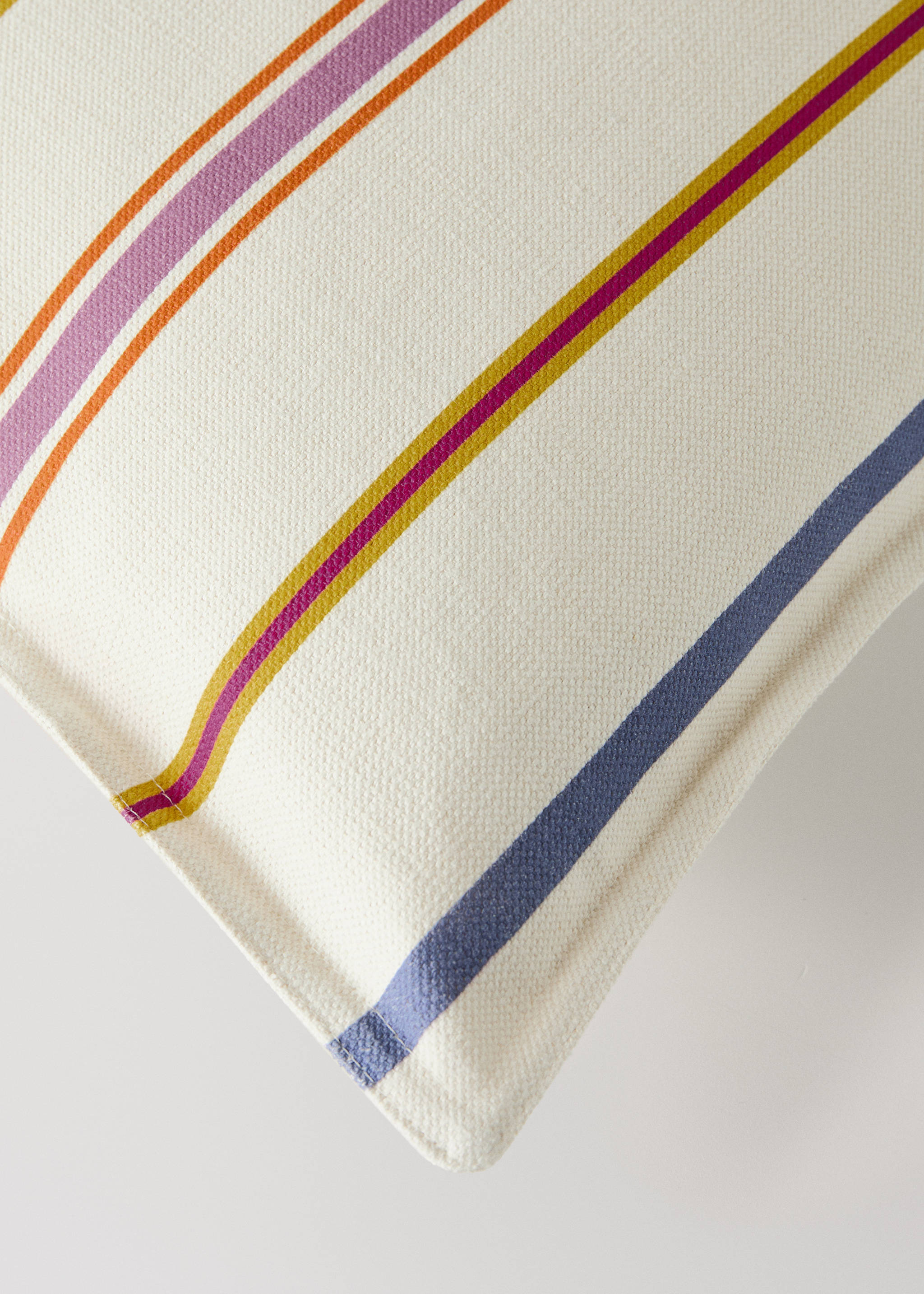 Multi-stripe linen cotton cushion cover 50x50 cm - Details of the article 1