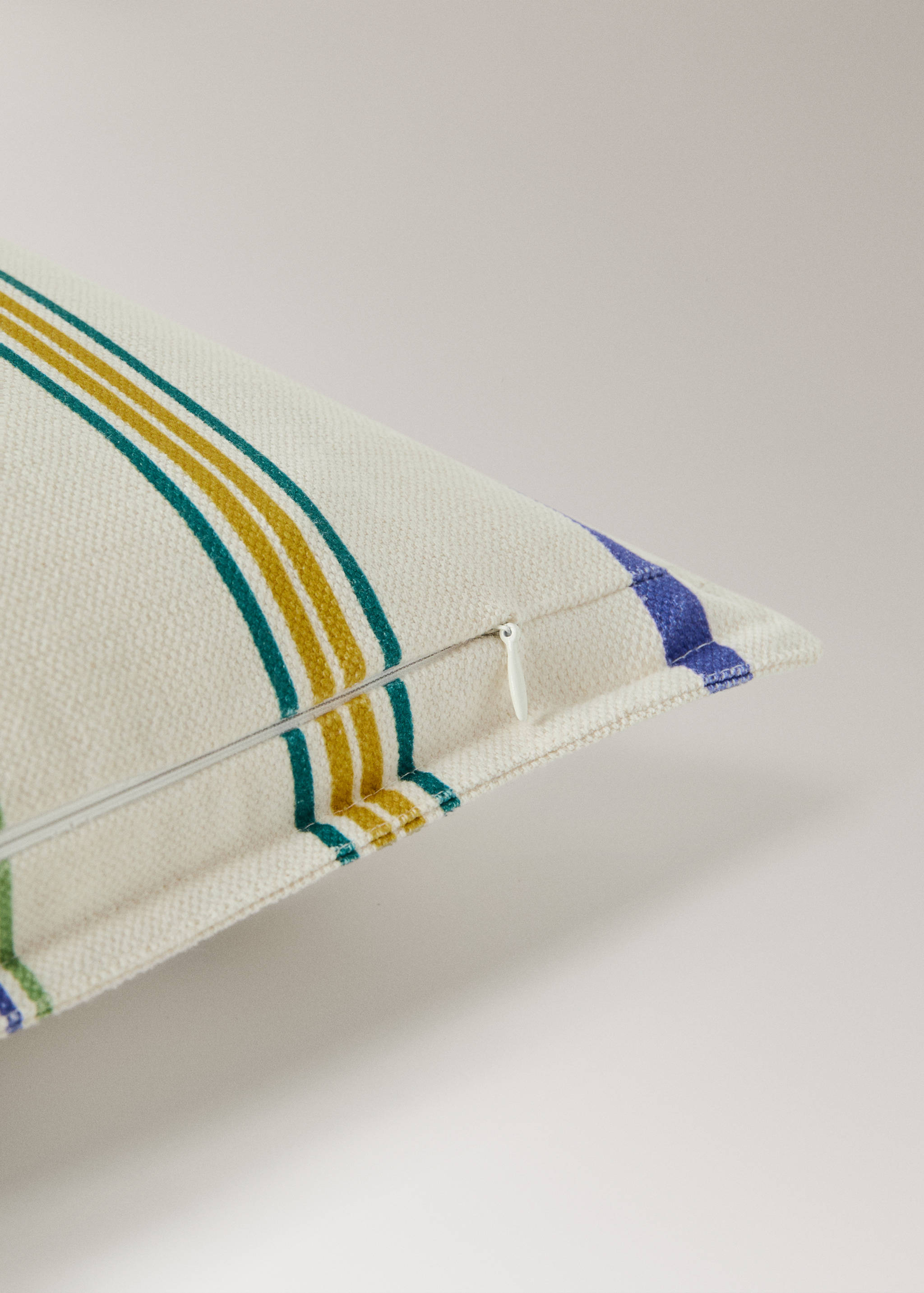 Multi-stripe linen cotton cushion cover 50x50 cm - Details of the article 2