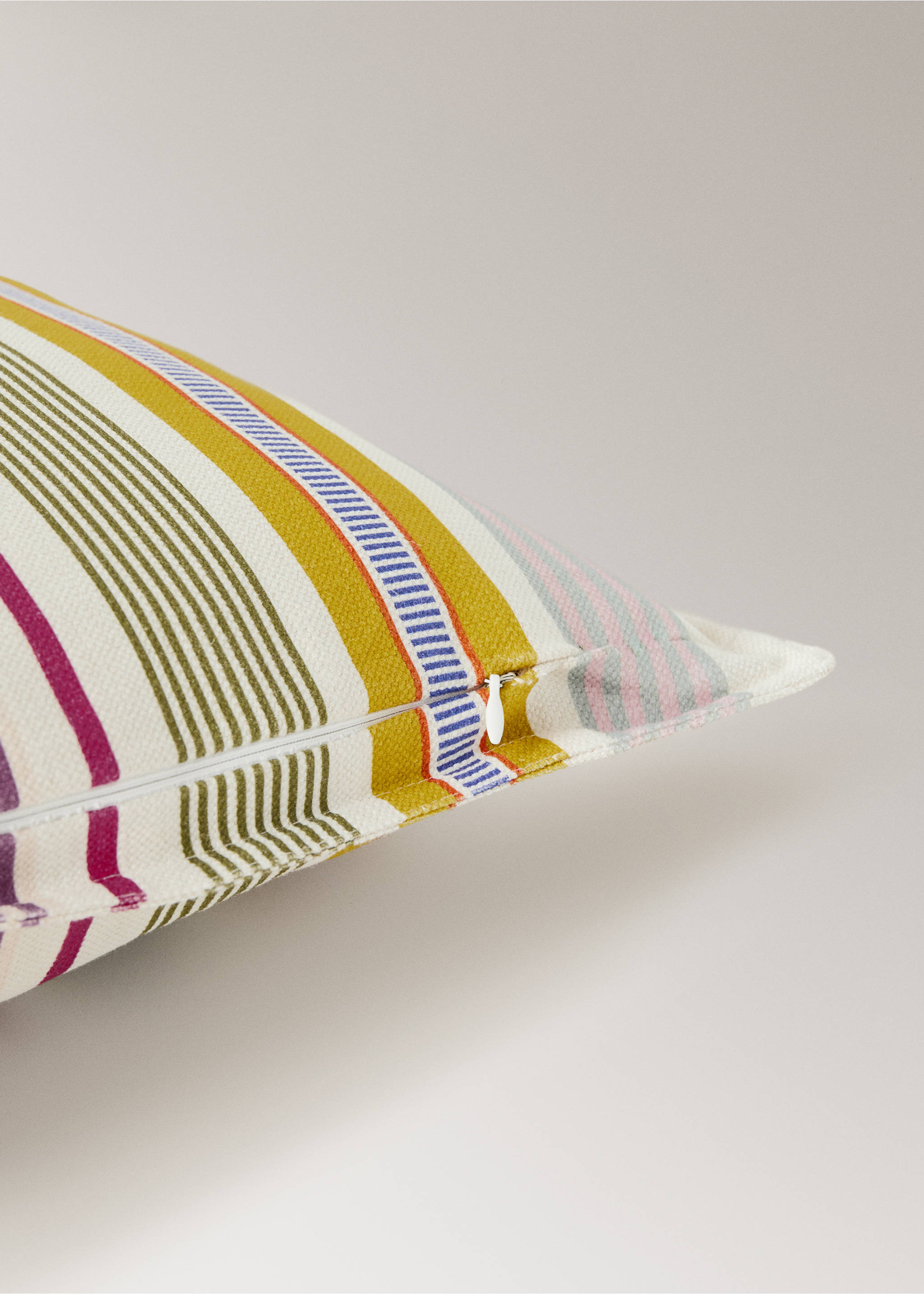 Többszínű csíkos lenvászon-pamut párnahuzat 40x60 cm - A termék adatai 2, Kék. Ref: 27003377-00.