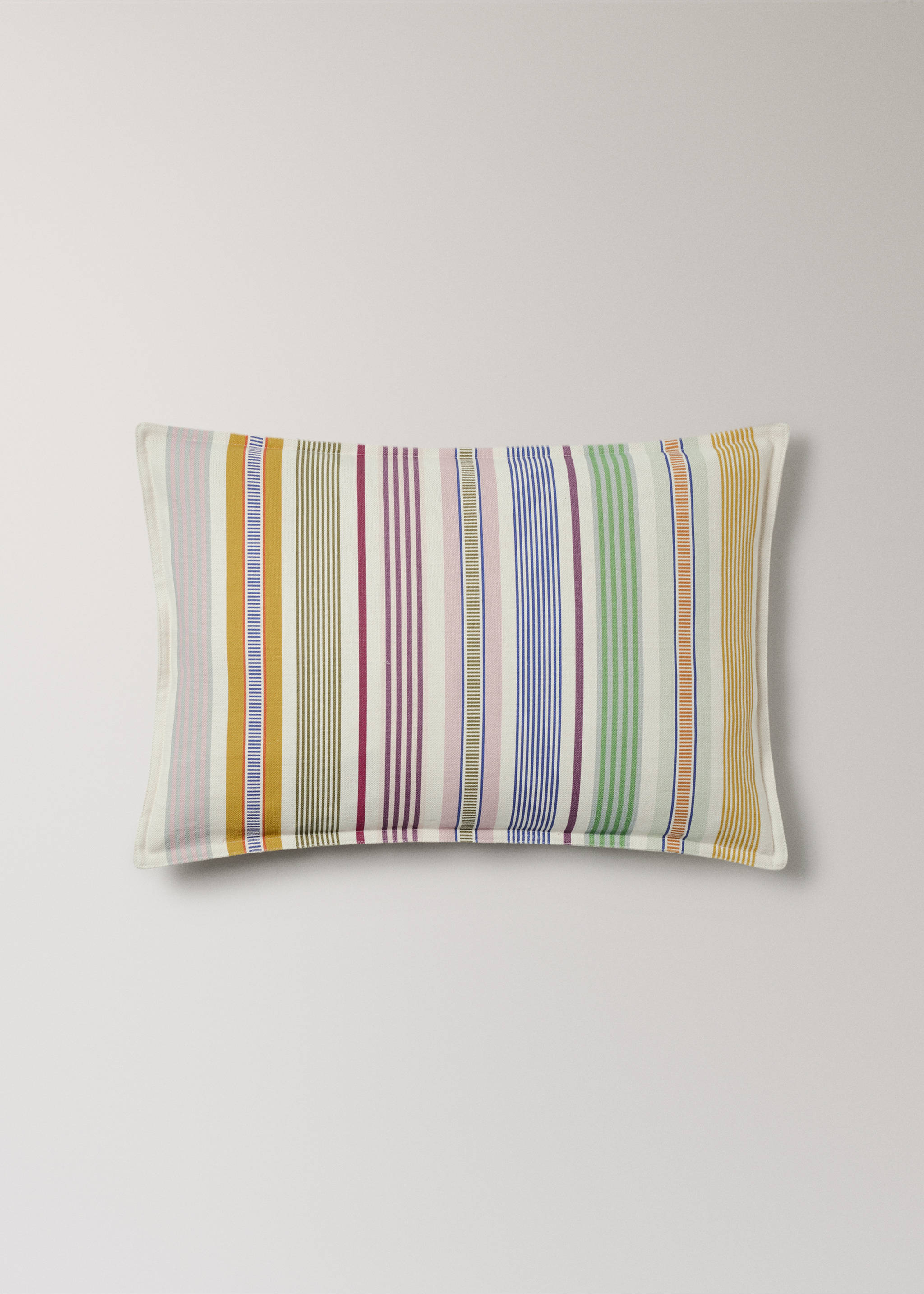 Housse de coussin lin coton rayures multiples 40x60 cm - Article sans modèle, Bleu. Ref: 27003377-00.