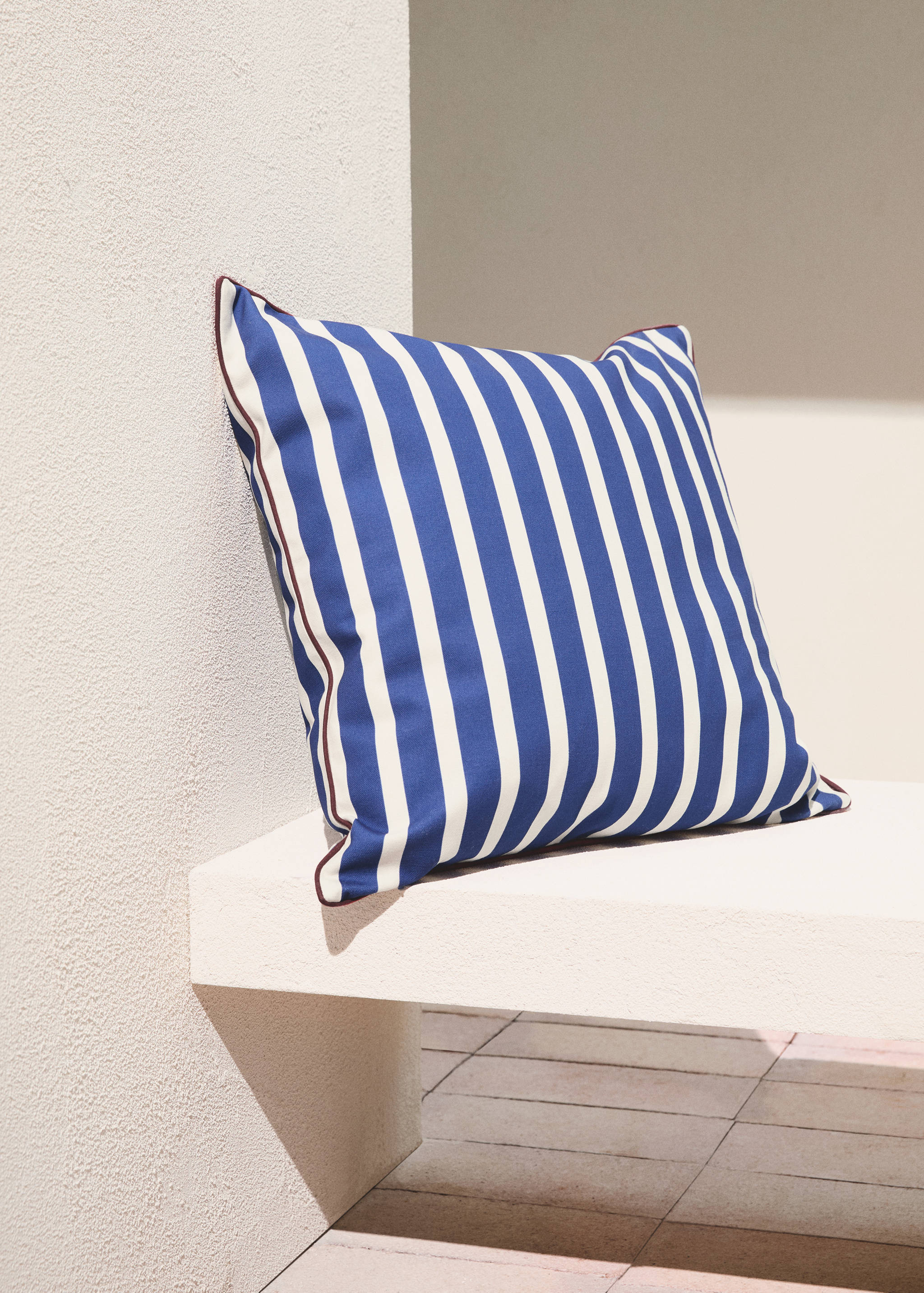 Kissenbezug Baumwolle Streifen Kontrast-Piping 50x50 cm - Allgemeine Ansicht