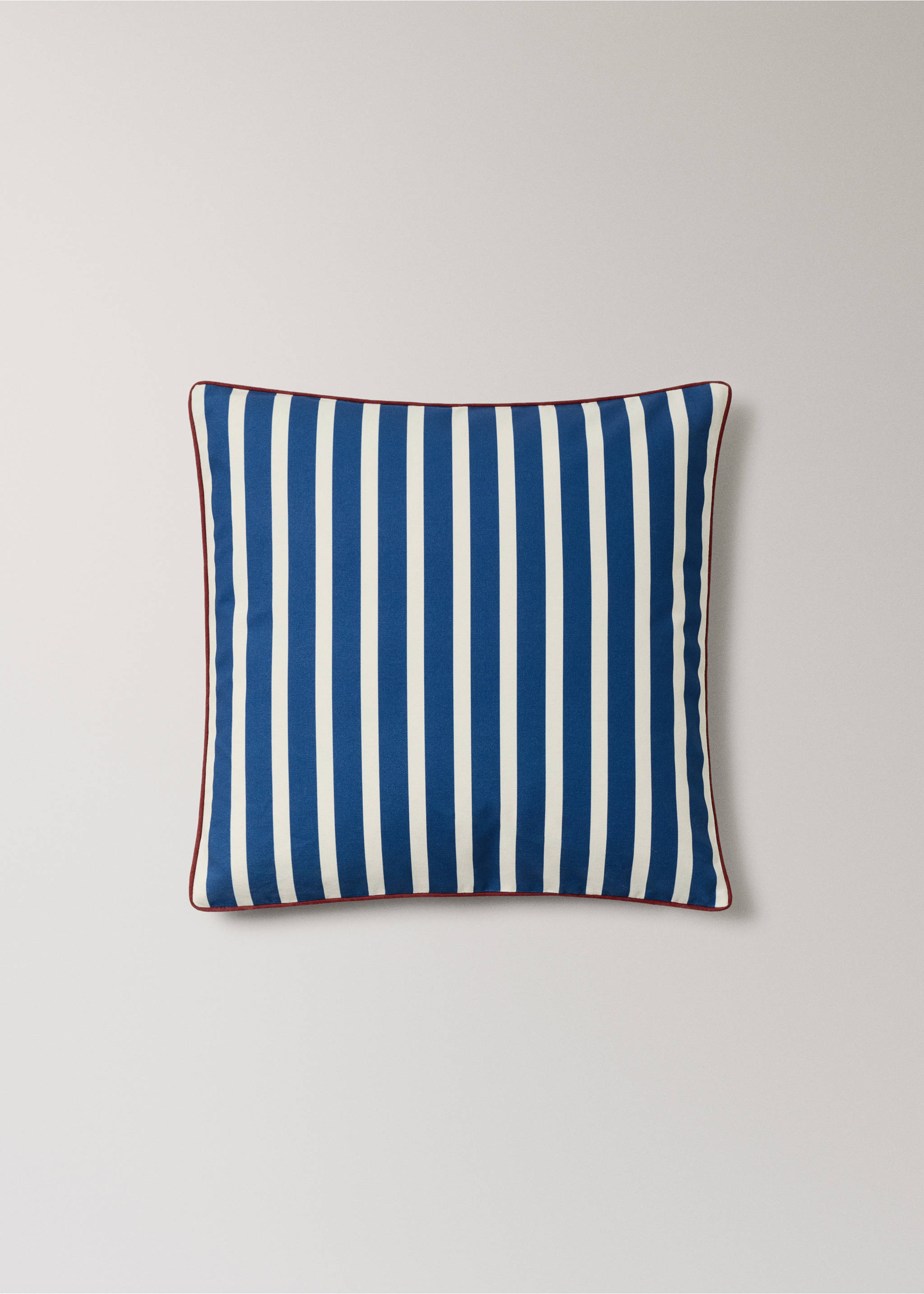 Funda cojín algodón rayas piping contraste 50x50 cm - Artículo sin modelo, Azul. Ref: 27003378-00.