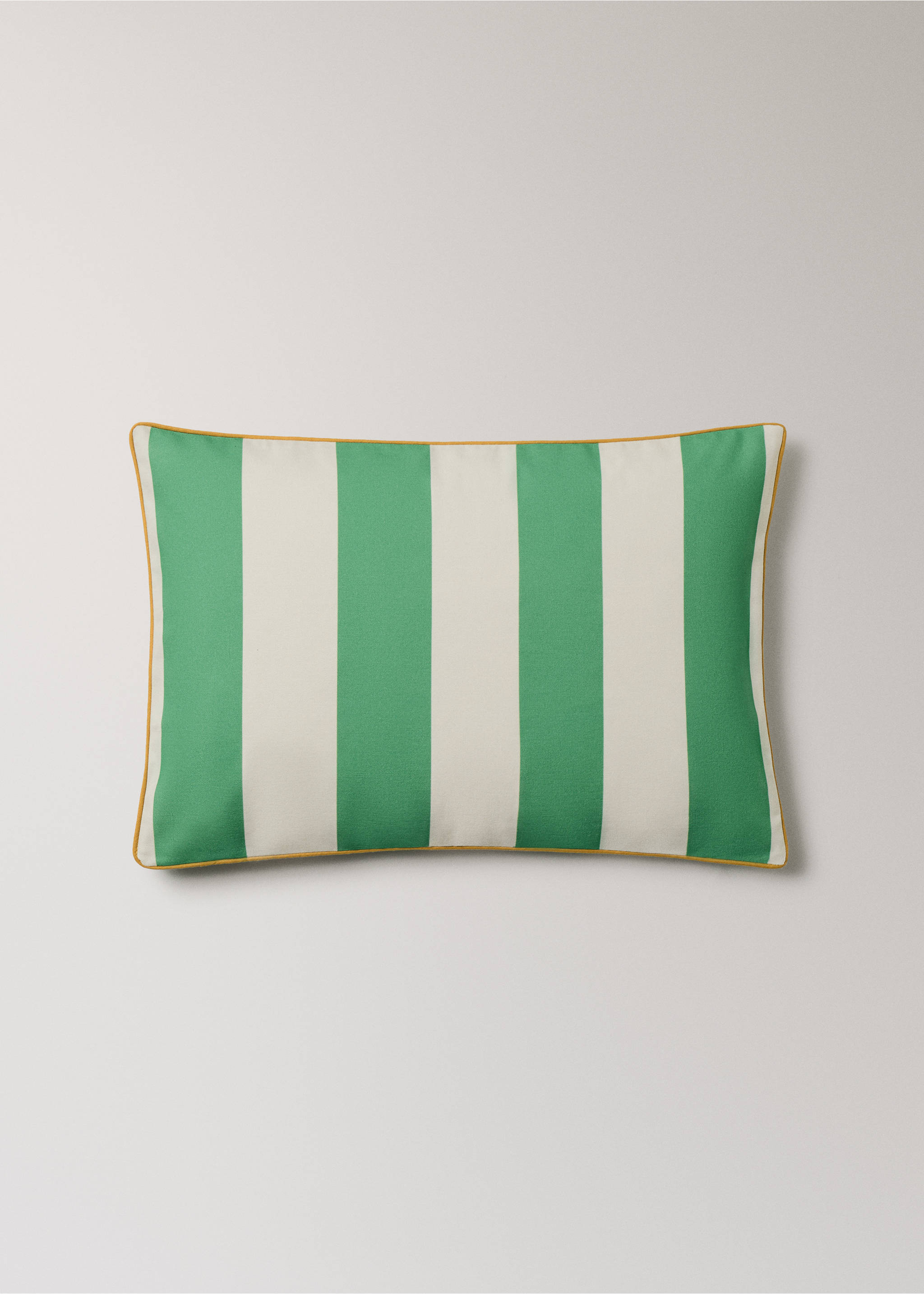 Thick striped cotton cushion cover with piping 40x60 cm - Article without model, Green. Ref: 27003379-00.