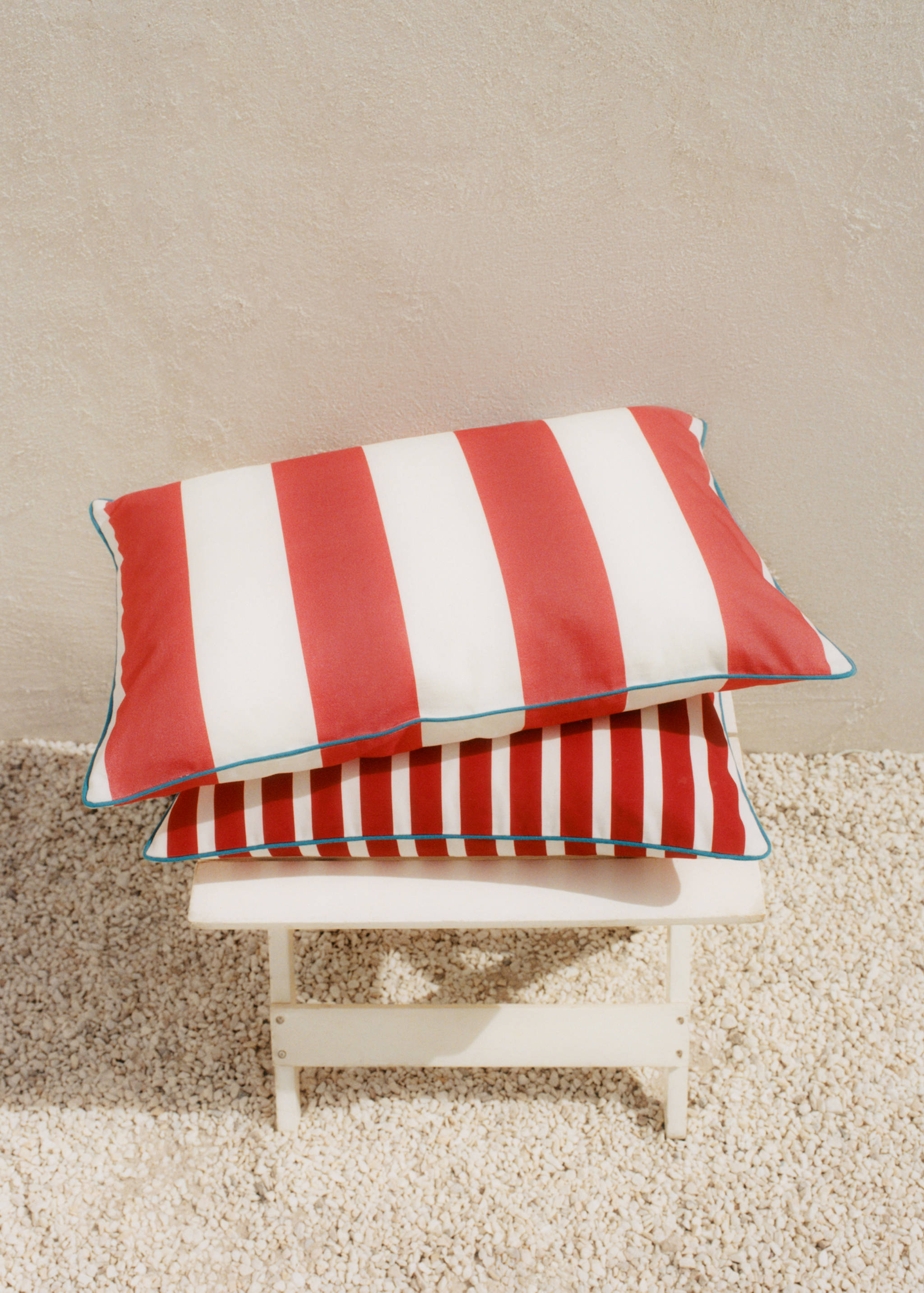 Чохол для декоративної подушки з бавовни в широку смужку з окантовкою, 40x60 см - Детальніше про товар 5