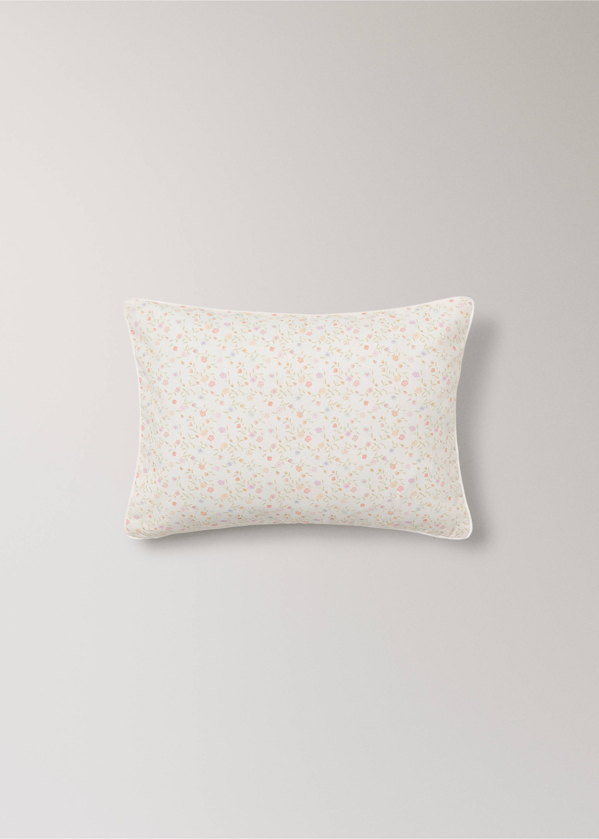 Children's cotton floral cushion cover 30x40 - Article without model, Pastel Pink. Ref: 27003381-00.