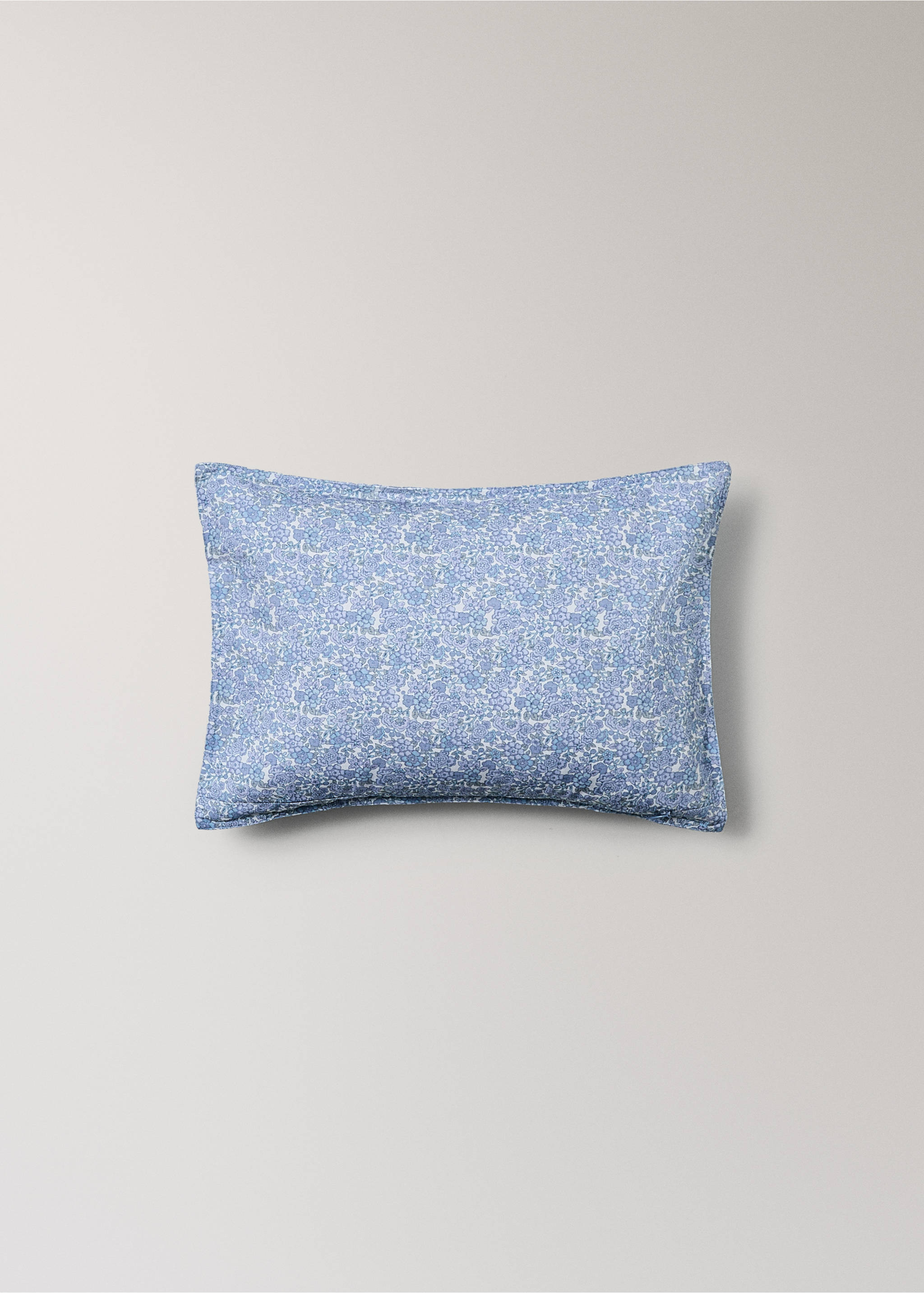 Children's cotton floral cushion cover 30x40 cm - Details of the article 4, Blue. Ref: 27003383-00.
