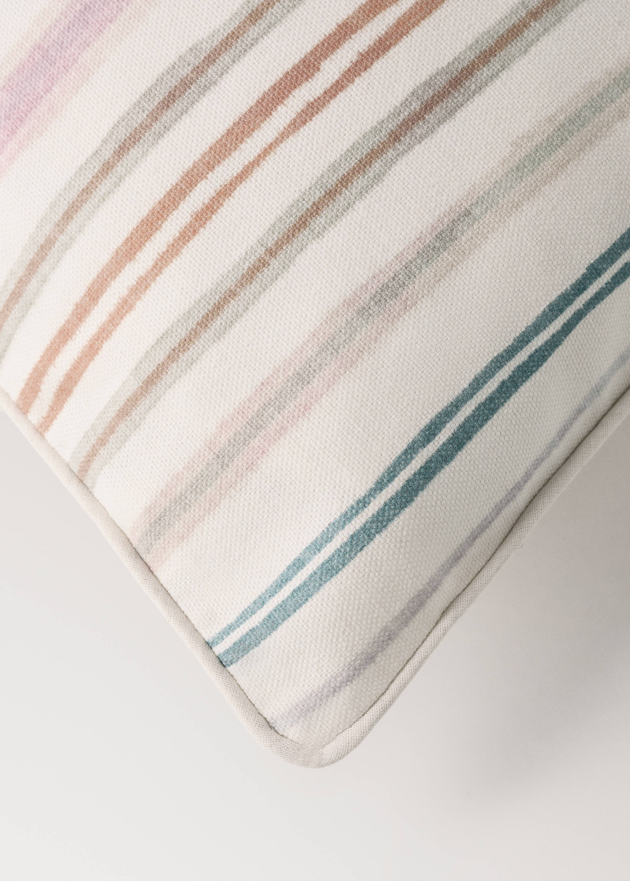 Children's cushion cover in multicoloured striped cotton percale 30x50 cm - Details of the article 1