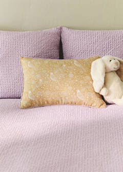 Children's floral cotton-linen cushion cover 30x40 — Mustard 1