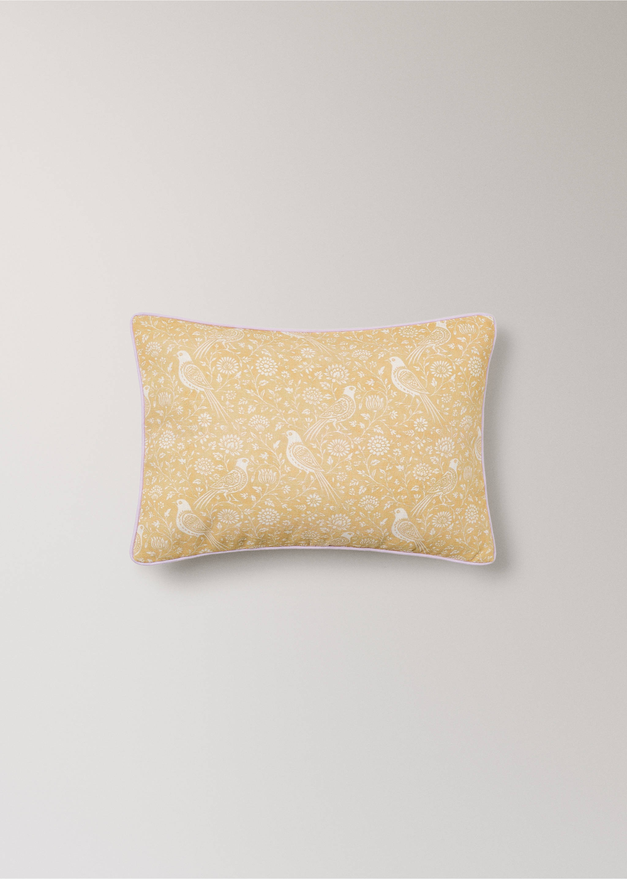 Floral cotton-linen children’s cushion cover 30 x 40 - Article without model, Mustard. Ref: 27003387-00.