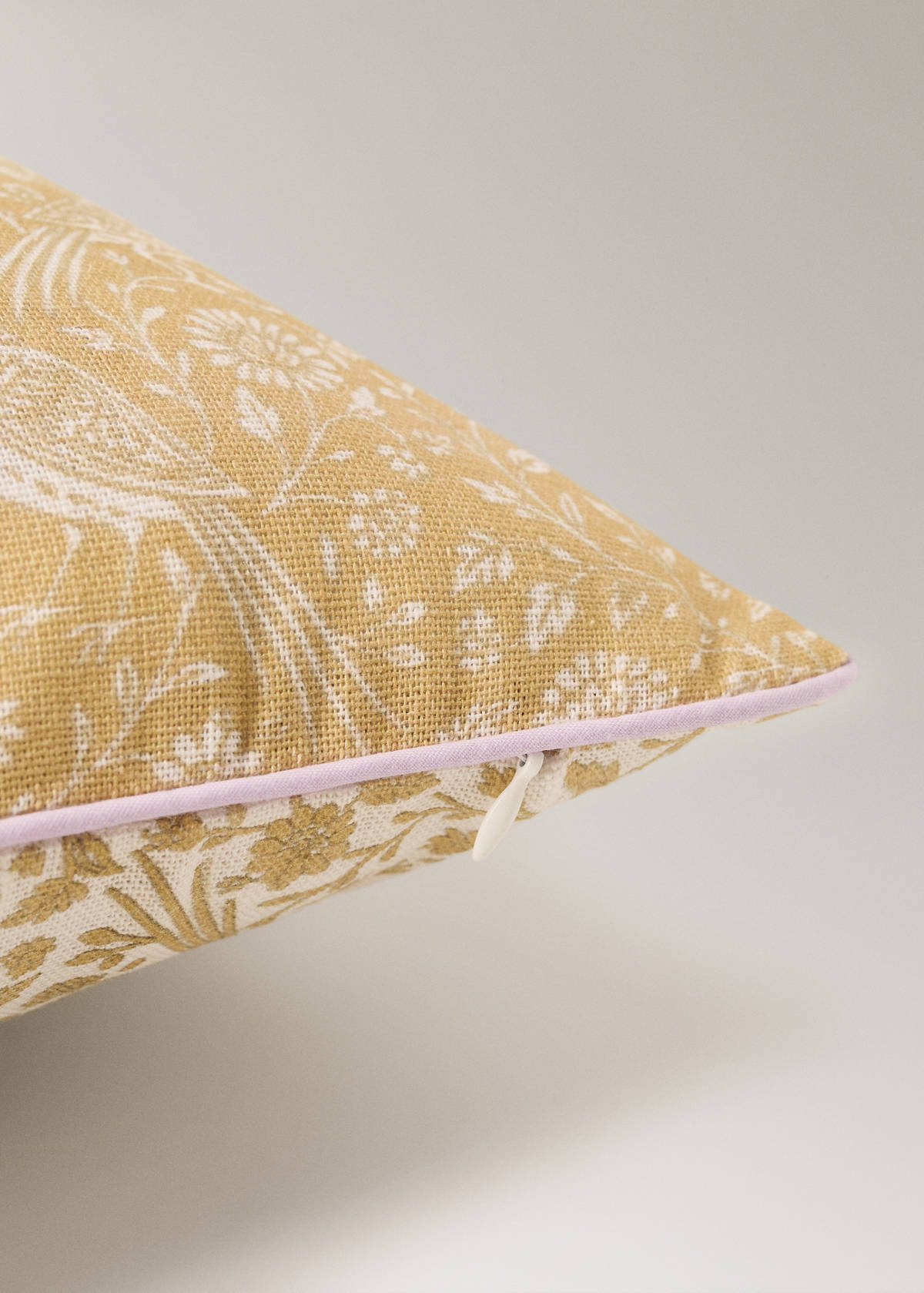 Children's floral cotton-linen cushion cover 30x40 — Mustard