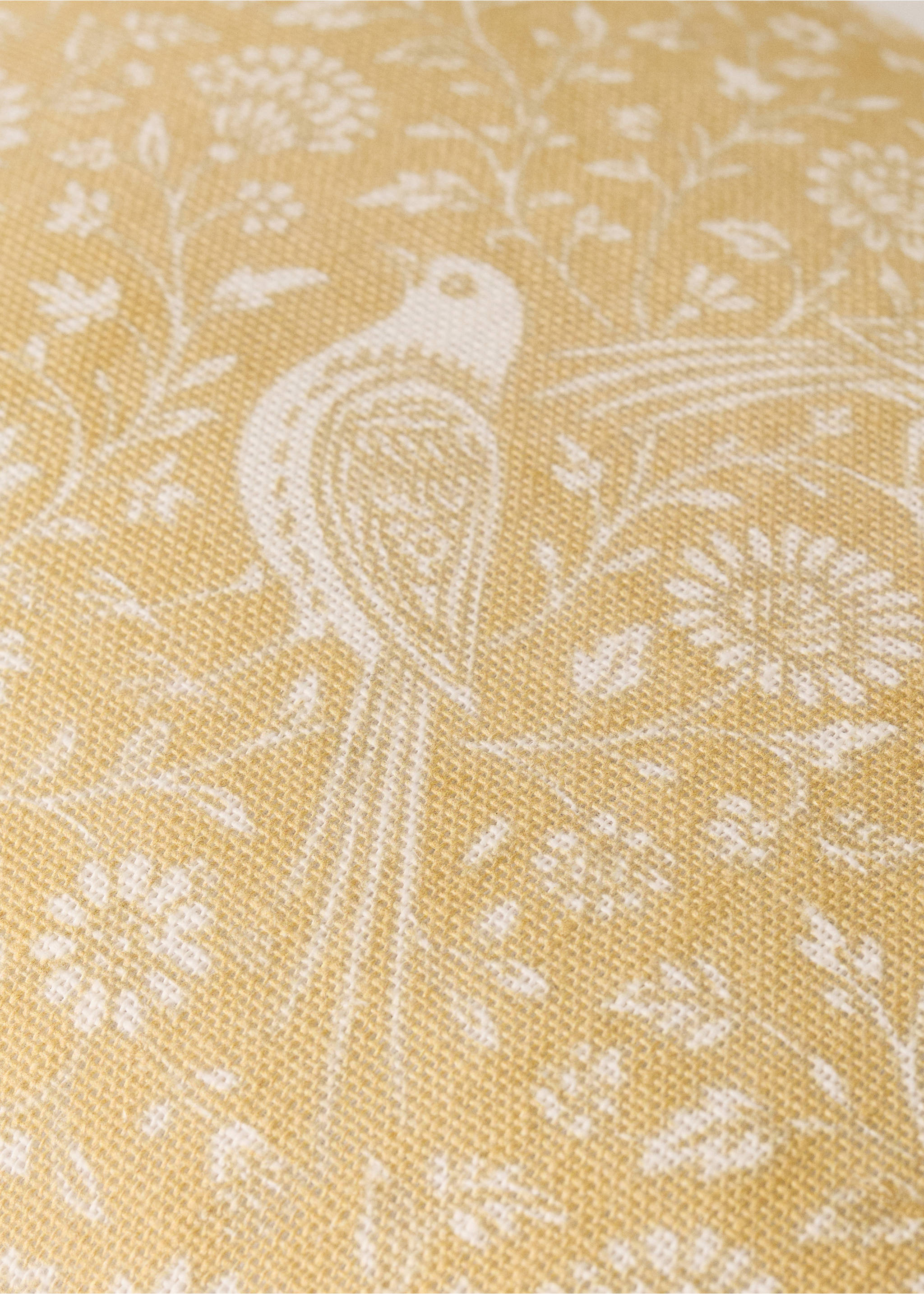 Floral cotton-linen children’s cushion cover 30 x 40 - Details of the article 3, Mustard. Ref: 27003387-00.