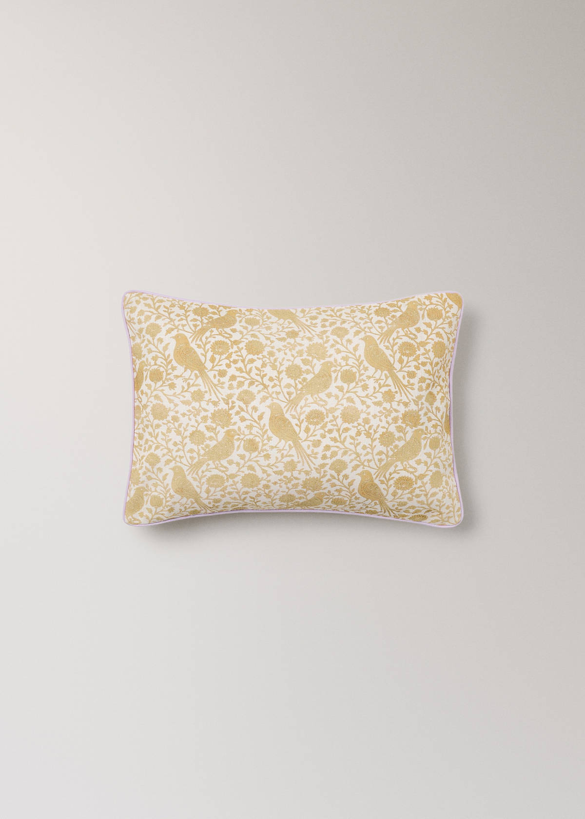Children's floral cotton-linen cushion cover 30x40 — Mustard