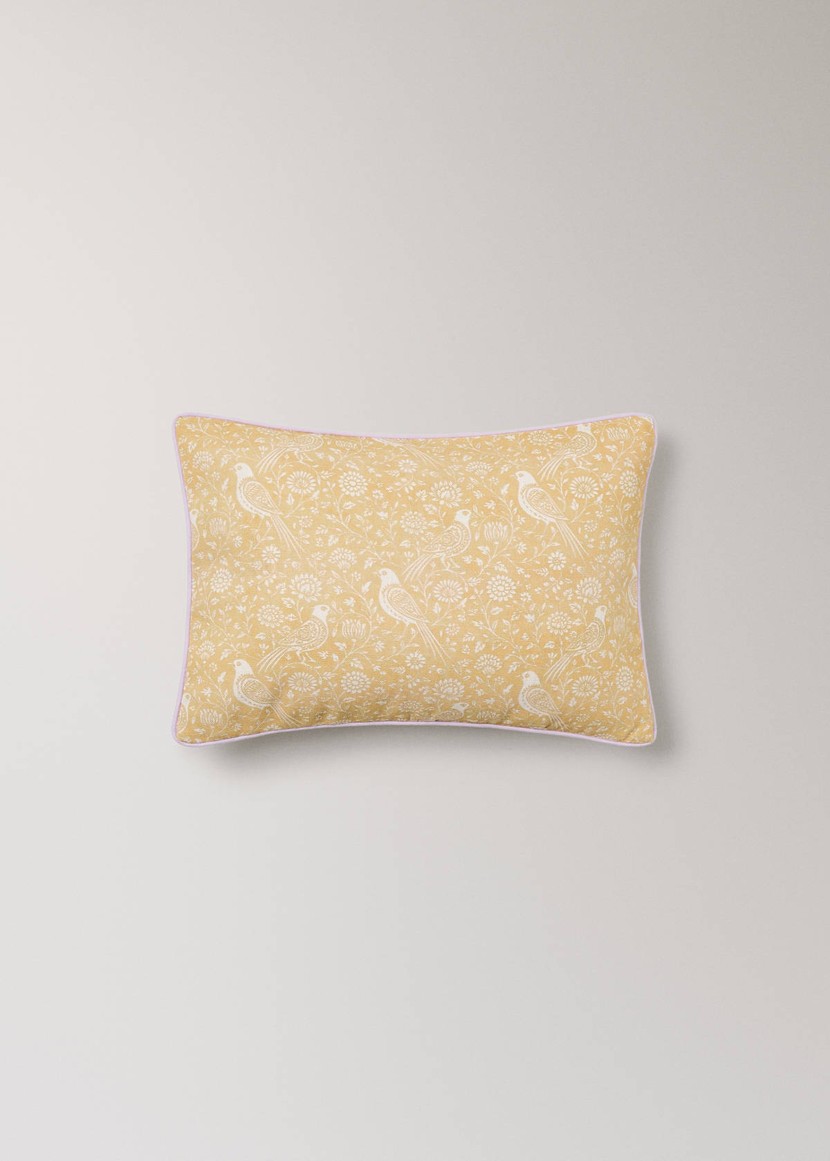 Children's floral cotton-linen cushion cover 30x40 — Mustard