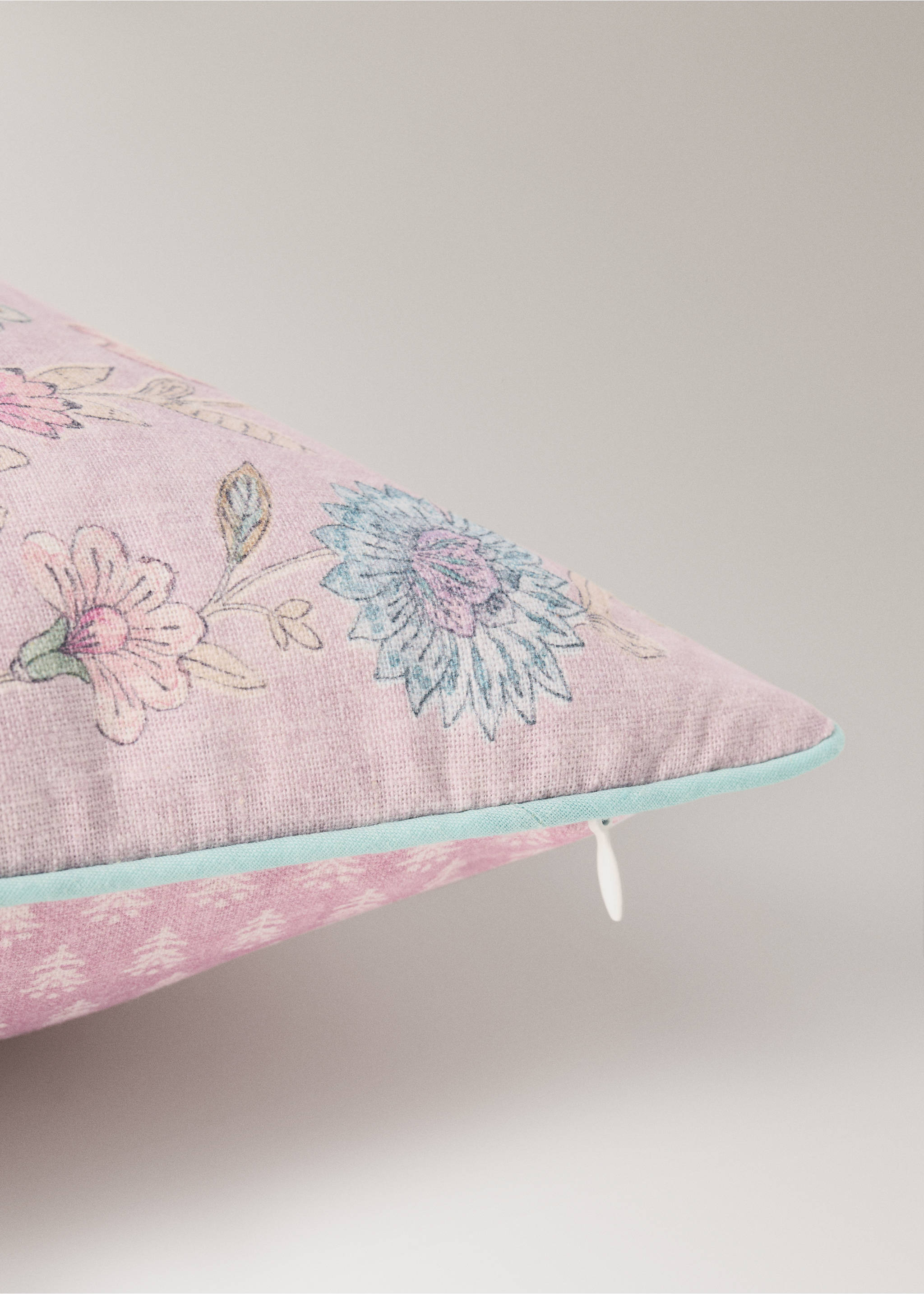 Housse de coussin enfant en coton lin à fleurs 30x40 - Détail de l'article 2, Lilas. Ref: 27003389-00.