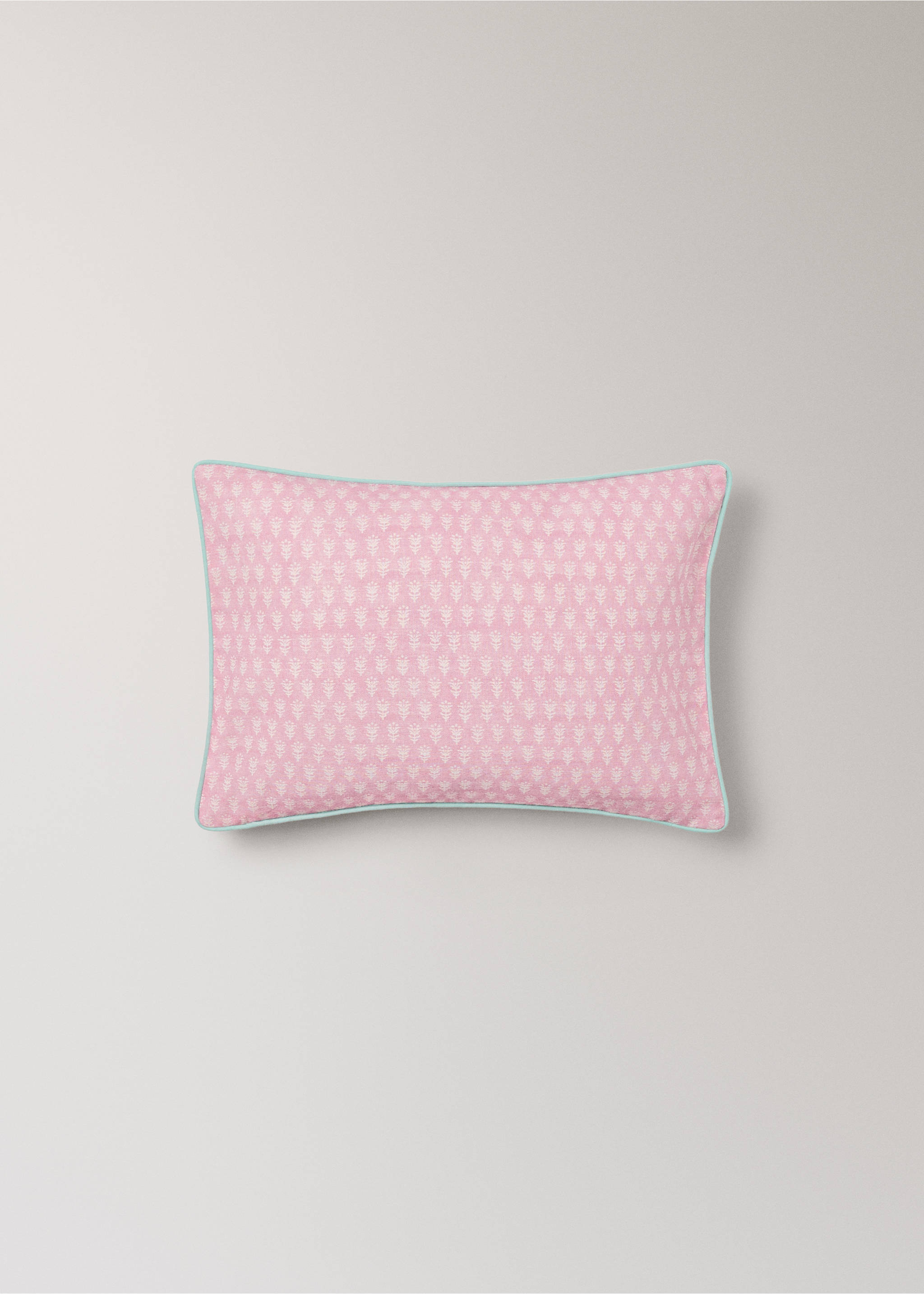 Housse de coussin enfant en coton lin à fleurs 30x40 - Détail de l'article 4, Lilas. Ref: 27003389-00.