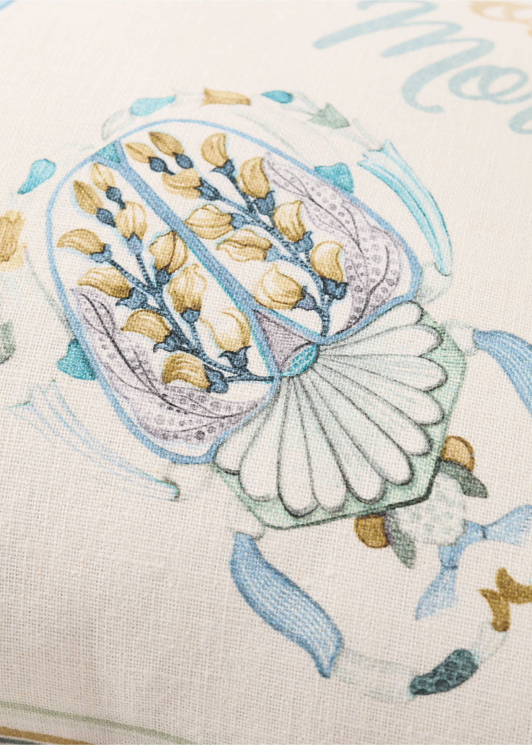 Children's cushion cover in printed cotton-linen 30x40 cm - Details of the article 3, Ecru. Ref: 27003390-00.