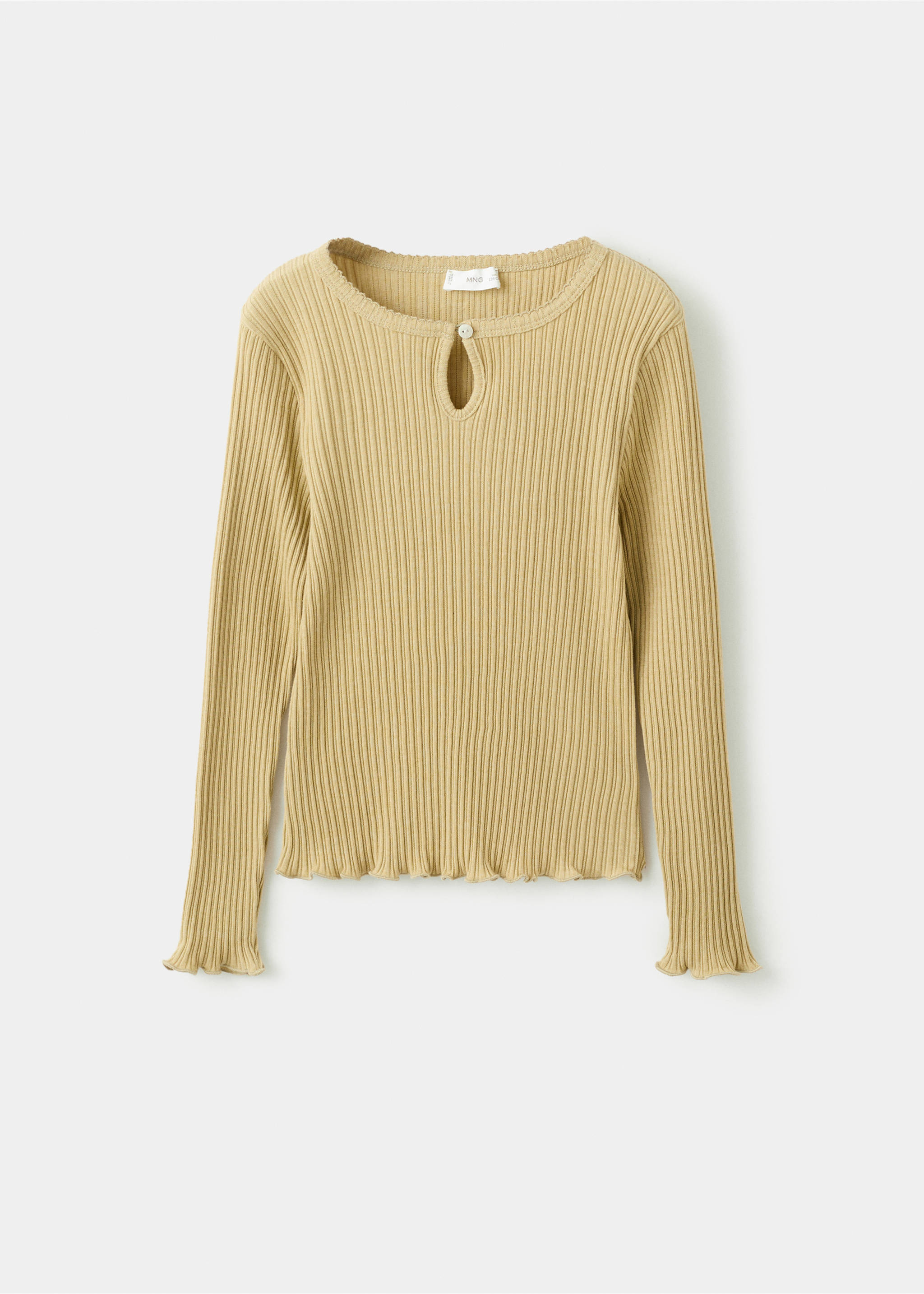 Ribbed long-sleeved t-shirt - Article without model, Olive Green. Ref: 27003720-00.