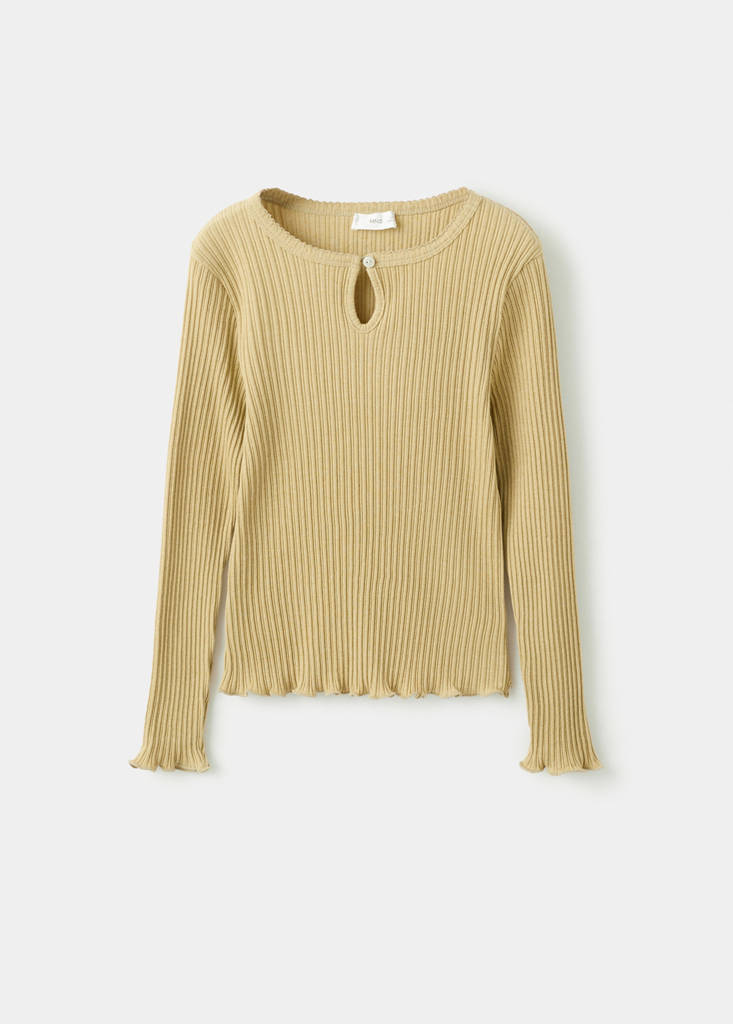 Ribbed long-sleeved t-shirt — Olive Green