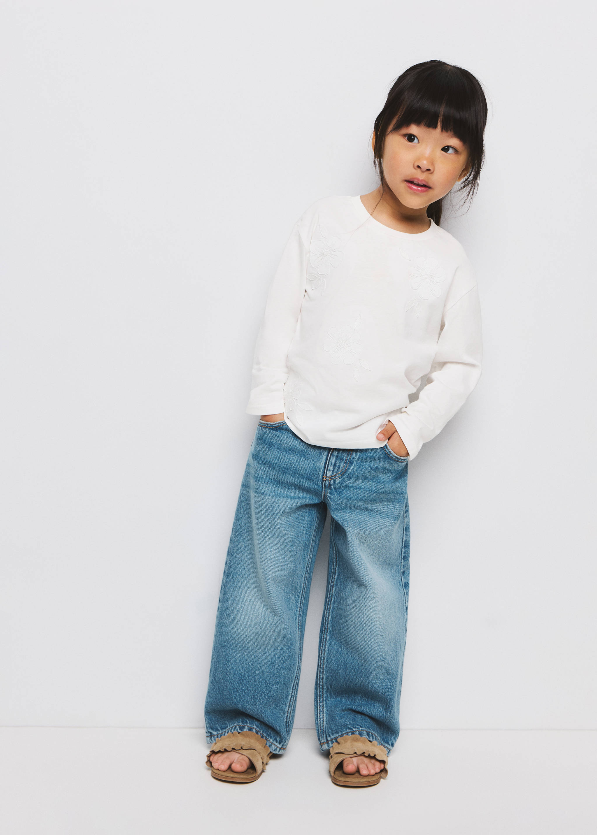 Camiseta algodón bordado floral - Plano general