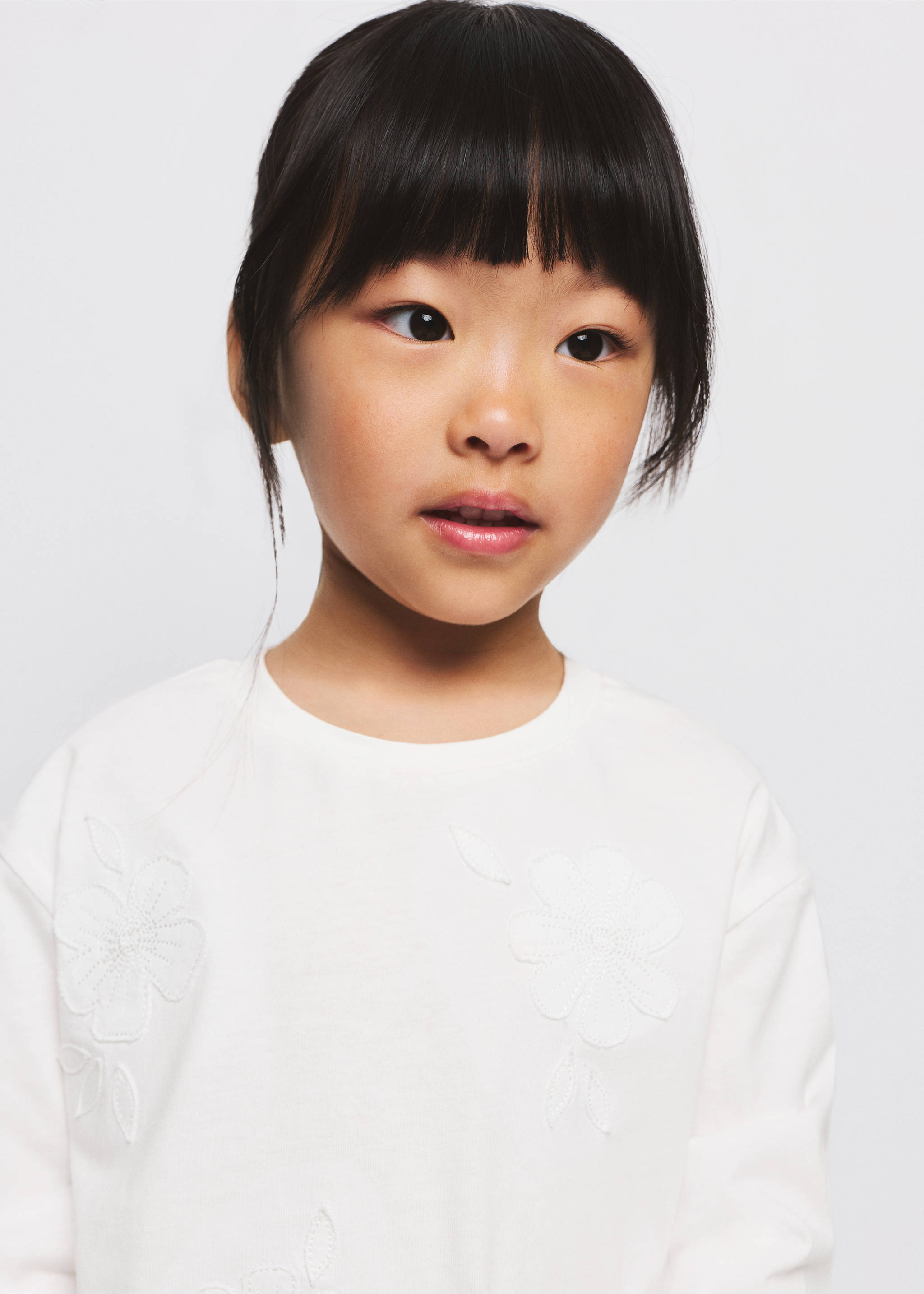 Camiseta algodón bordado floral - Detalle del artículo 1, Blanco roto. Ref: 27003722-00.