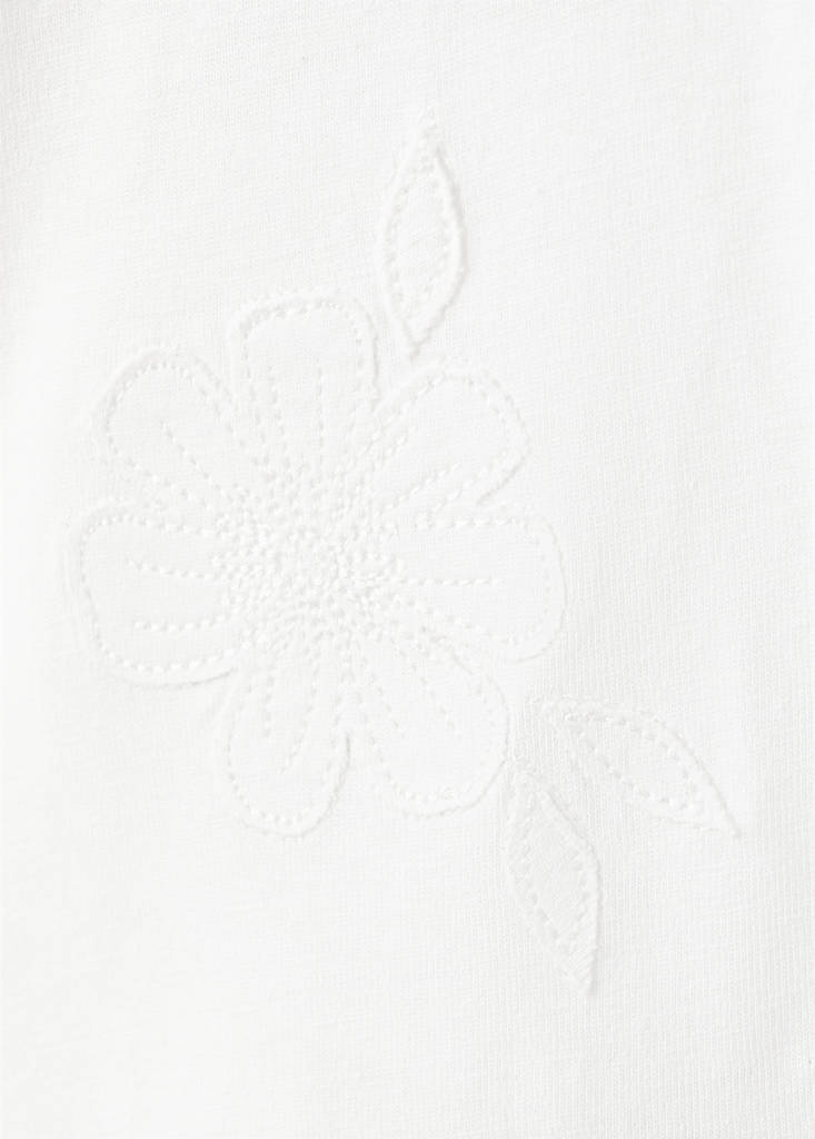 Floral-embroidered cotton t-shirt — Off White