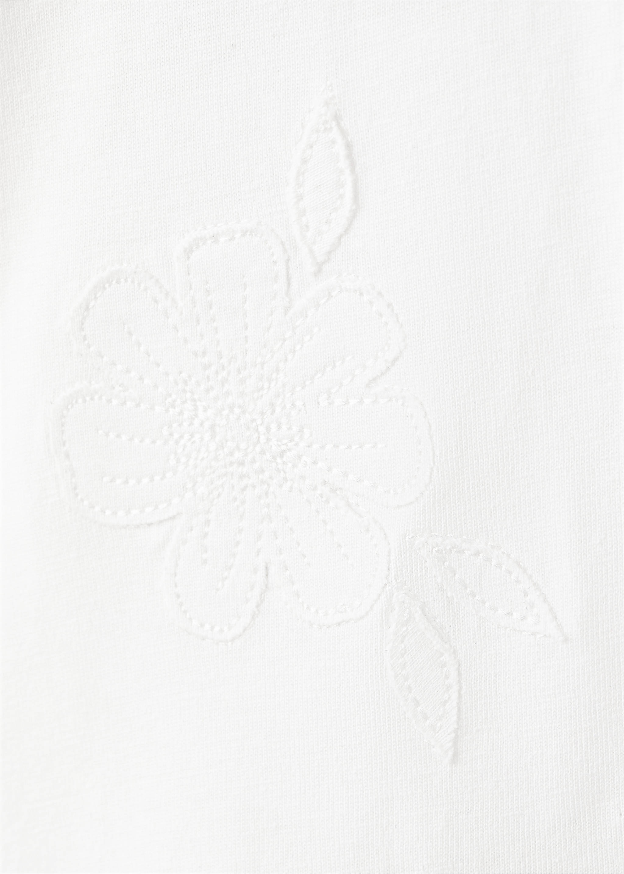 Floral-embroidered cotton t-shirt - Details of the article 8, Off White. Ref: 27003722-00.