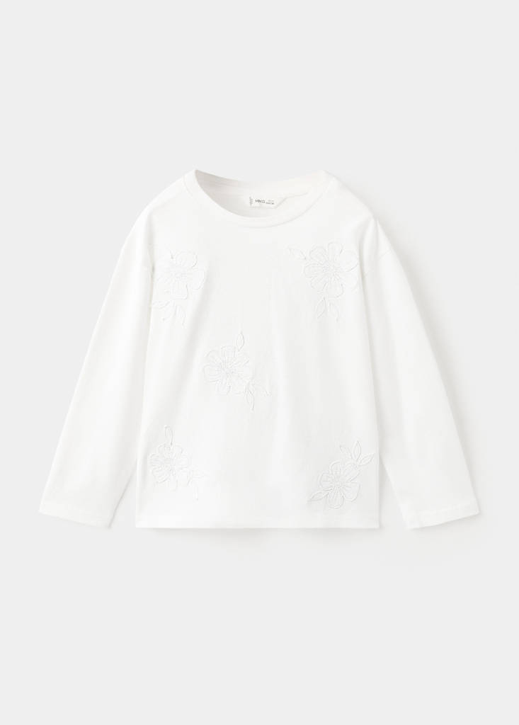 Floral-embroidered cotton t-shirt — Off White