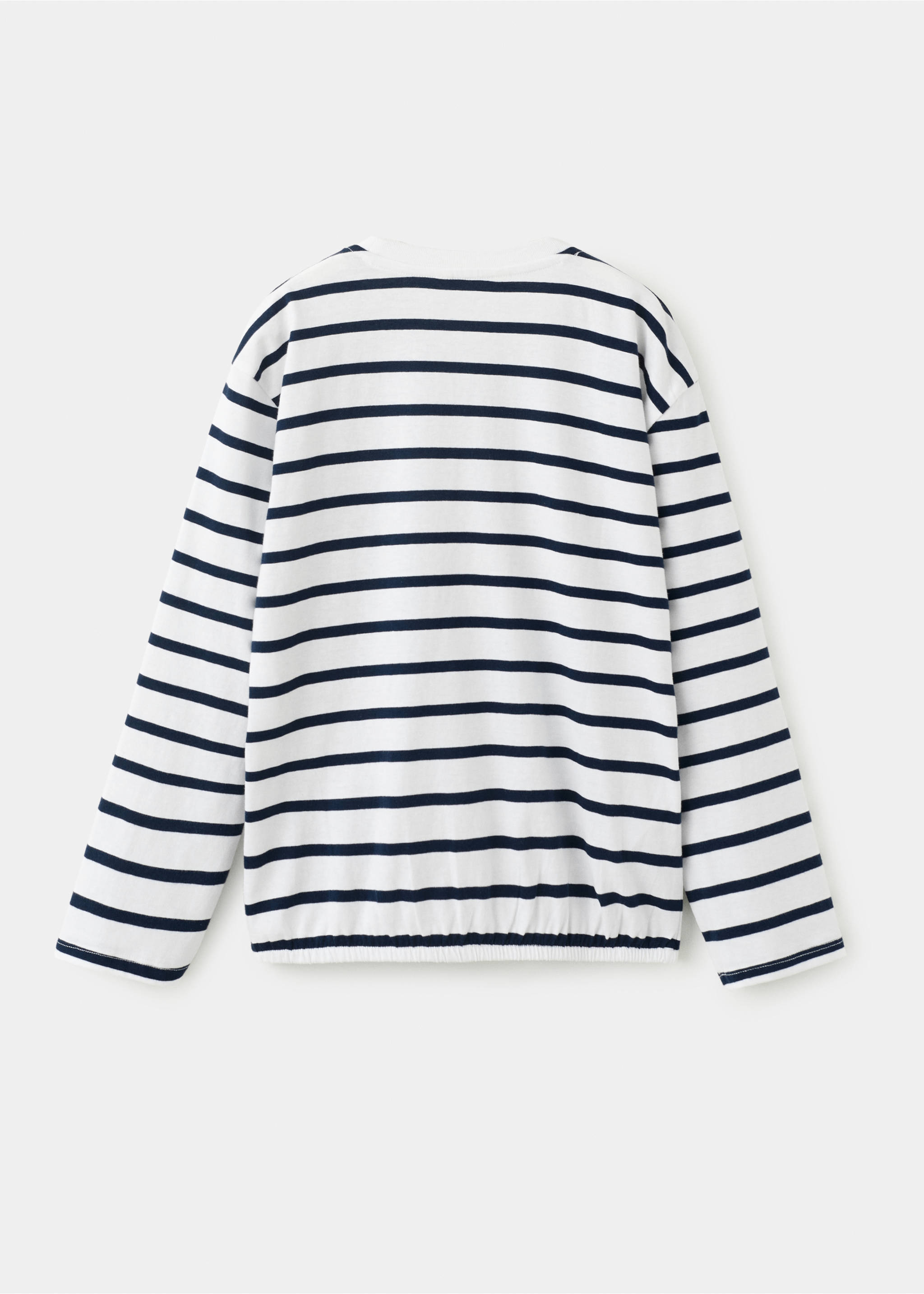 Striped T-shirt with tie detail - Reverse of the article, Navy. Ref: 27003725-00.