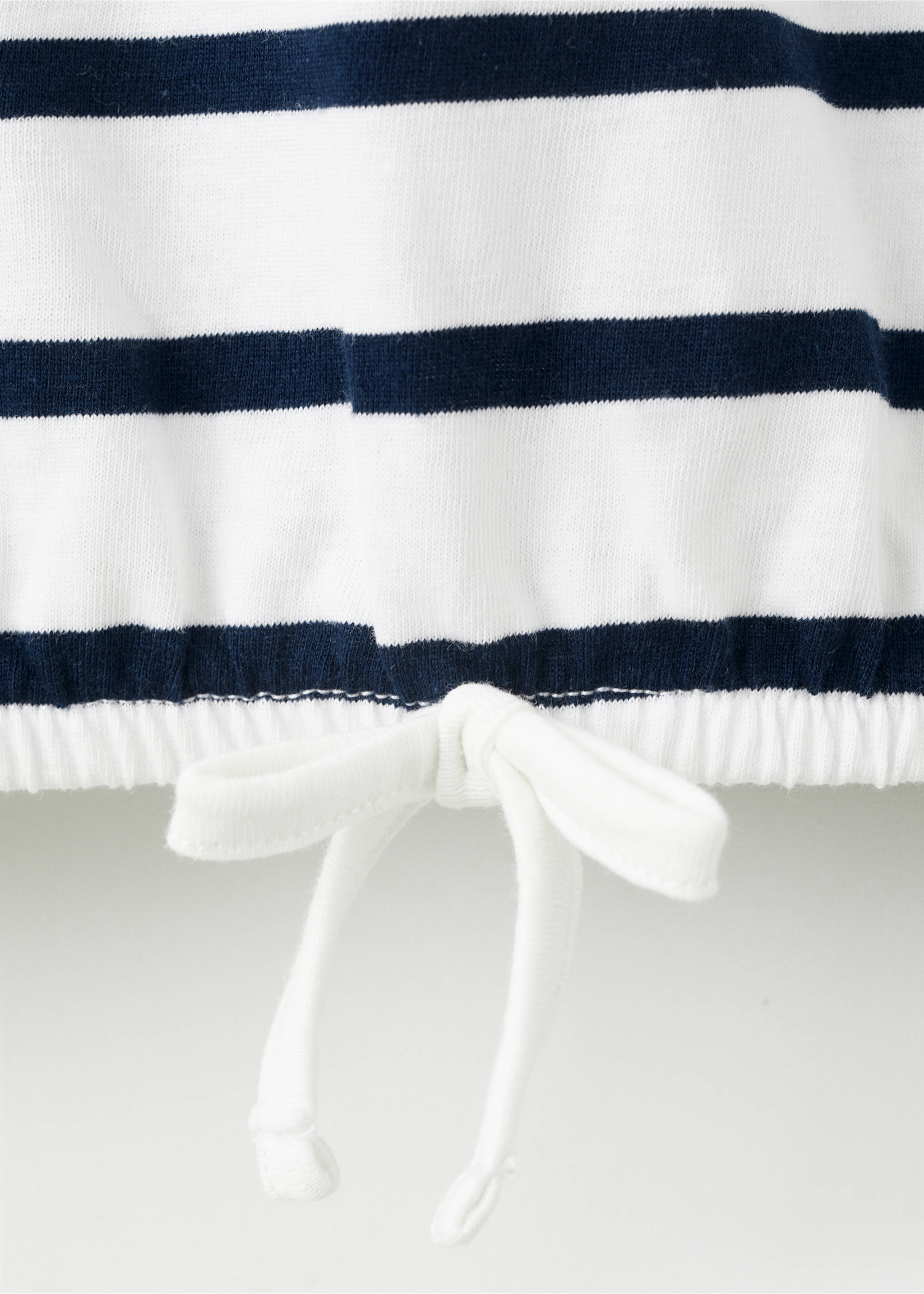 Striped T-shirt with tie detail - Details of the article 8, Navy. Ref: 27003725-00.